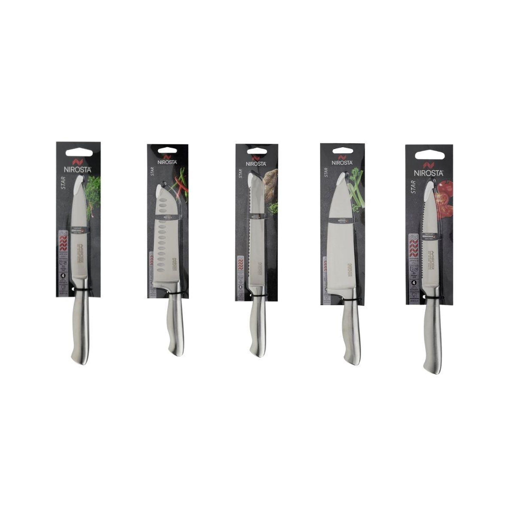 Voir la diapositive 5 : NIROSTA Ensemble de 5 couteaux de cuisine professionnels en inox de 24 à 33,5 cm nirosta star