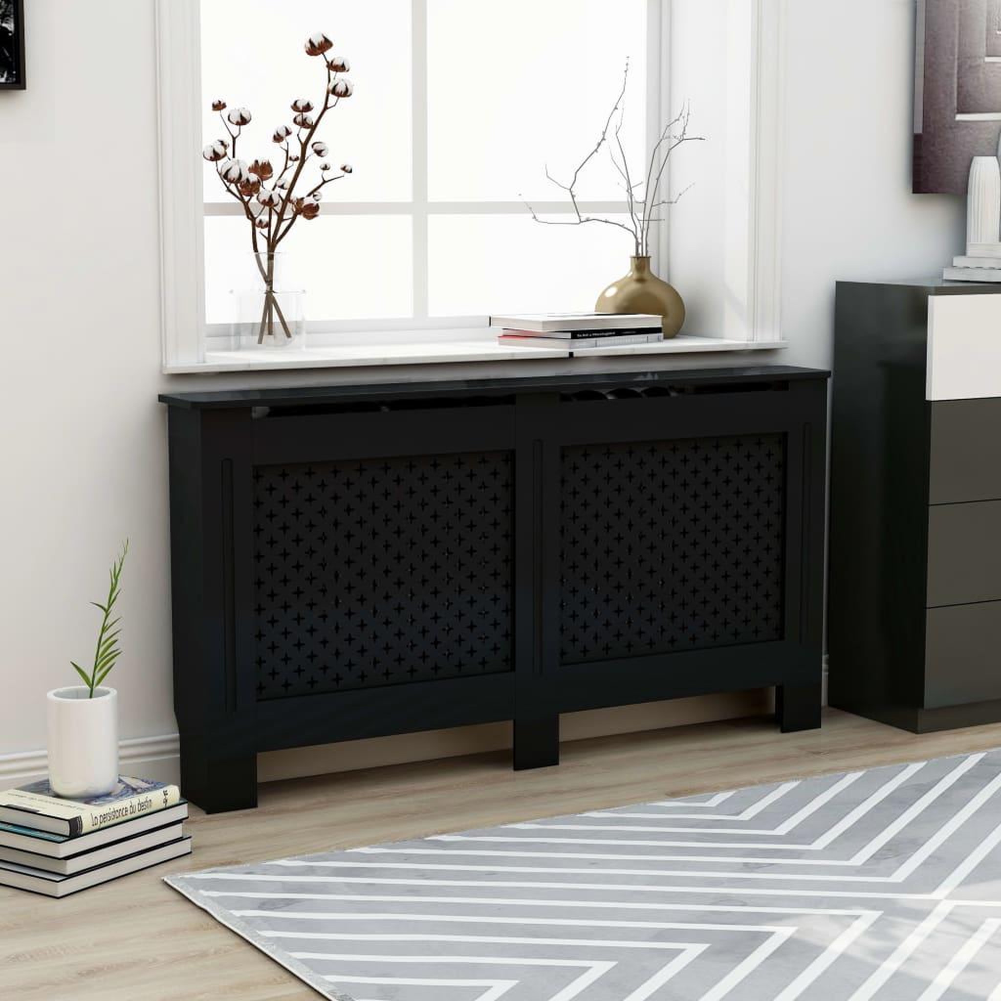 VIDAXL Cache-radiateur noir 152x19x81,5 cm MDF
