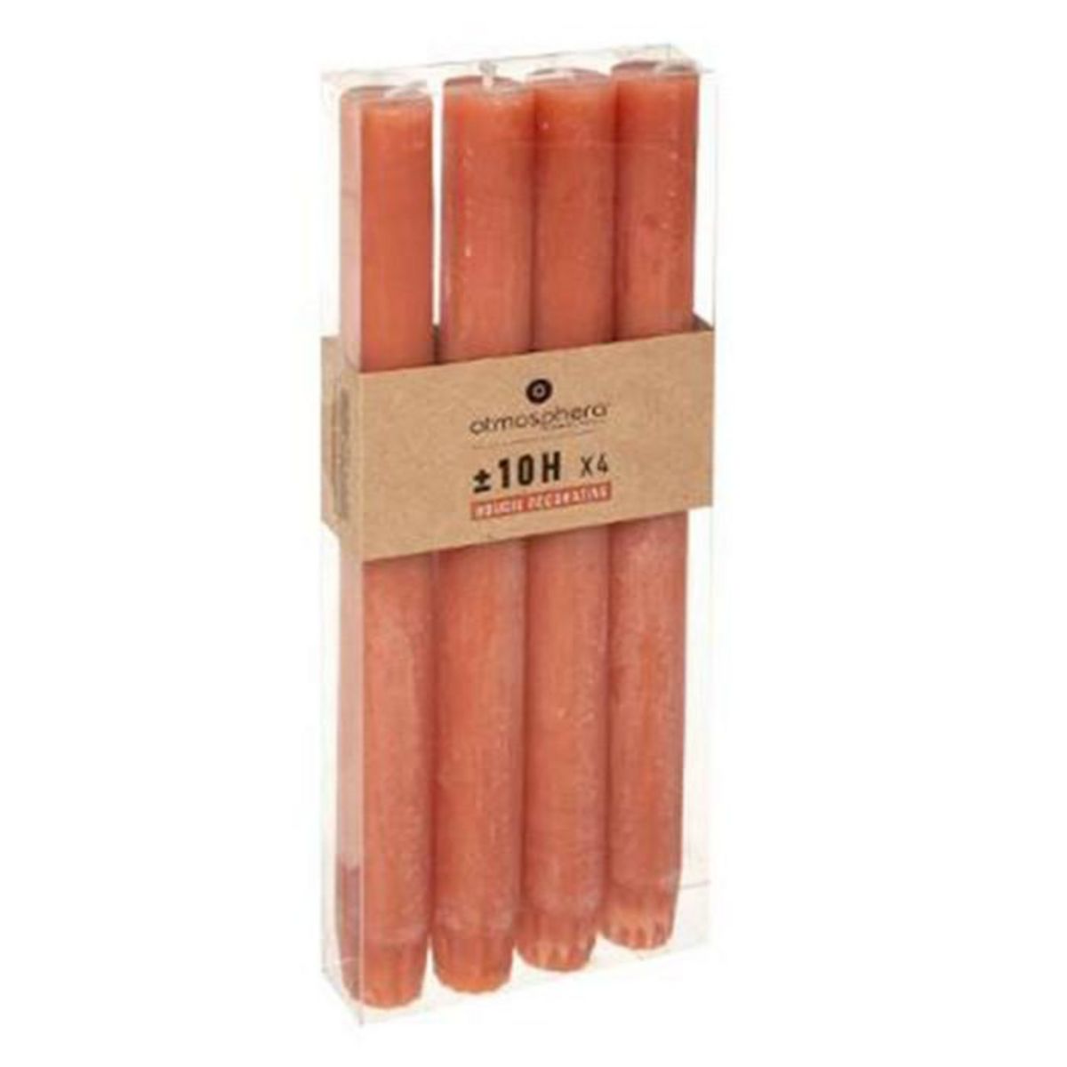 COMPTOIR DE LA BOUGIE Lot de 4 Bougies Bâton  Rustic  24cm Orange Ambre