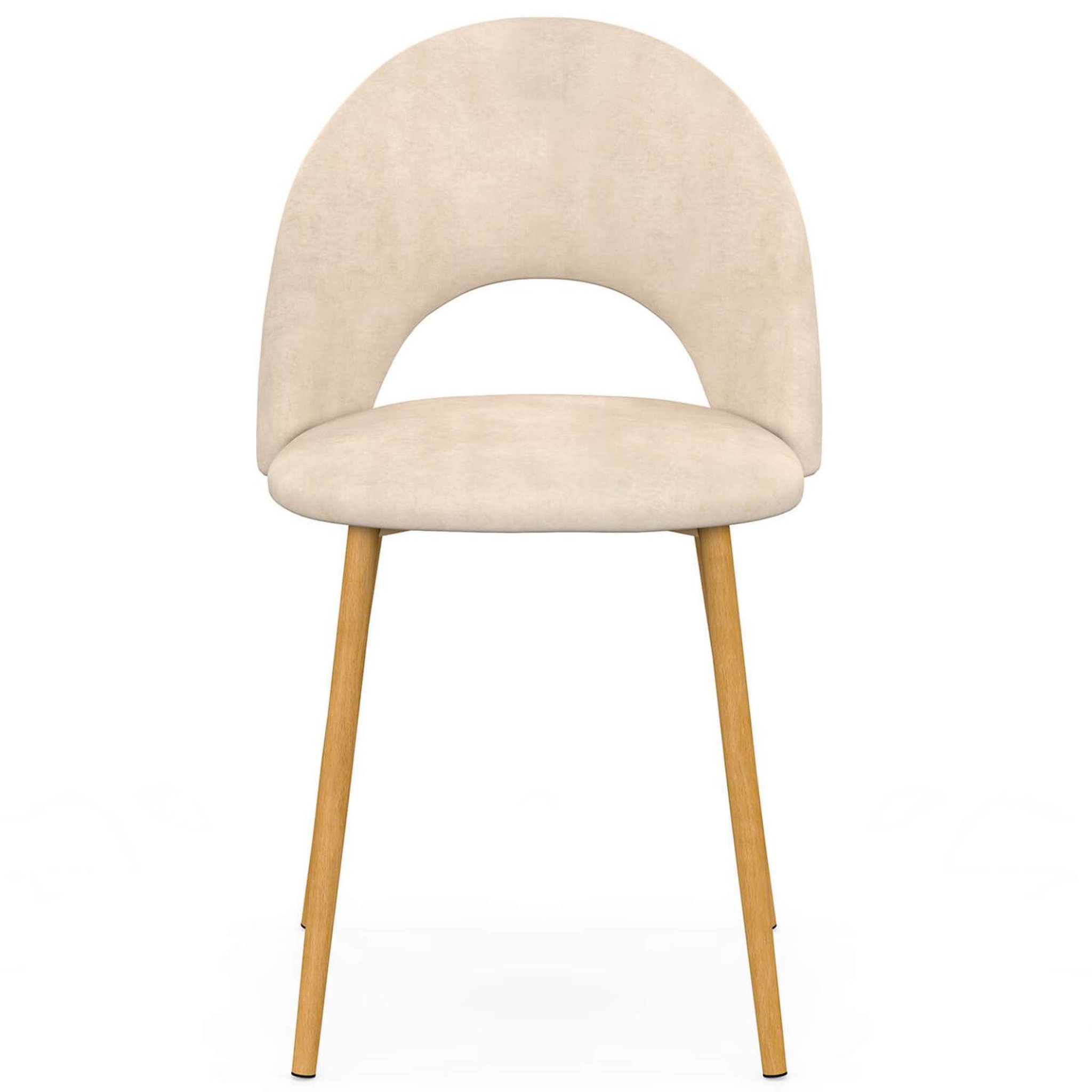 Voir la diapositive 3 : ID MARKET Lot de 4 chaises mado en velours beige pour salle à manger