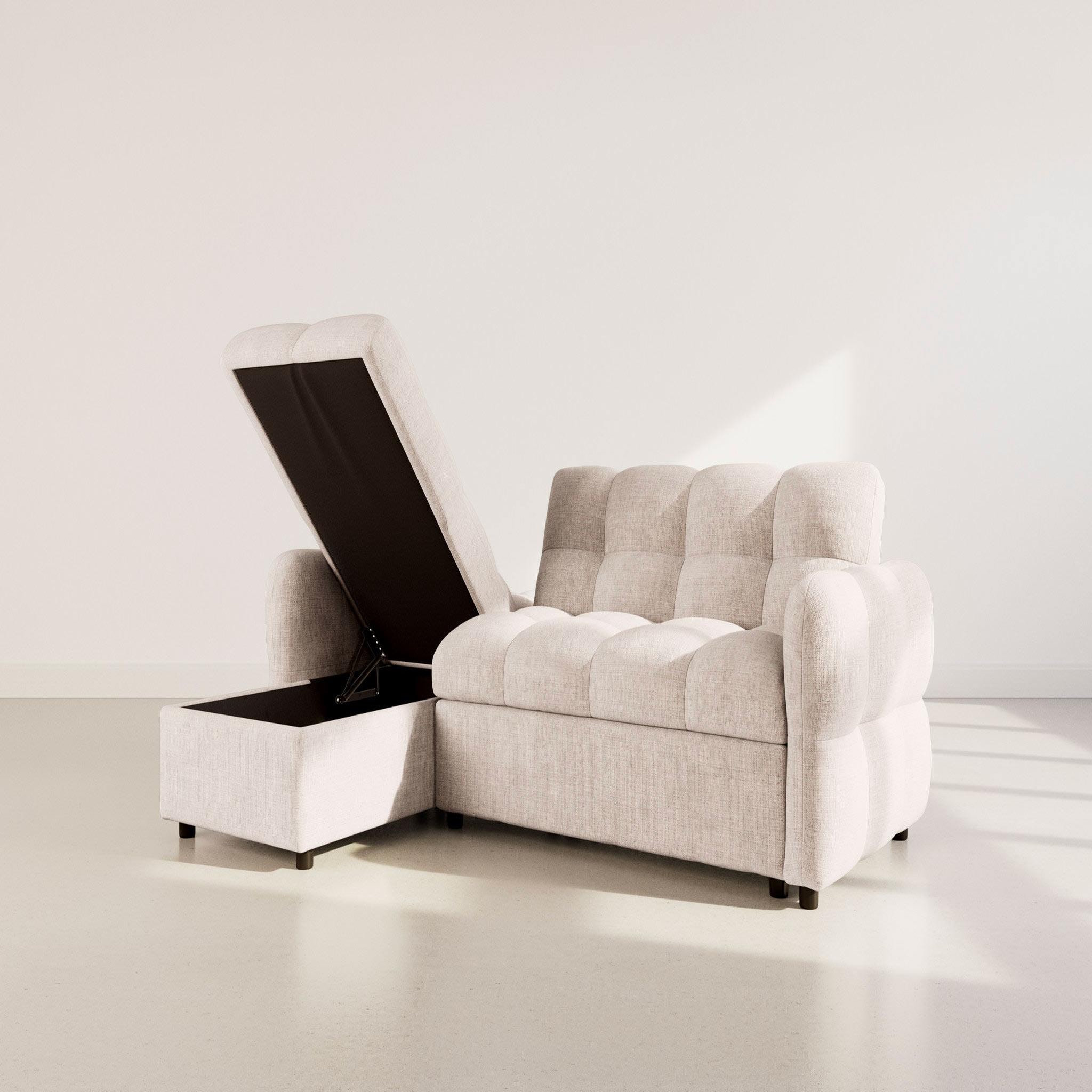 Voir la diapositive 5 : BEST MOBILIER Octave - canapé d'angle réversible 4 places convertible avec coffre en velours texturé