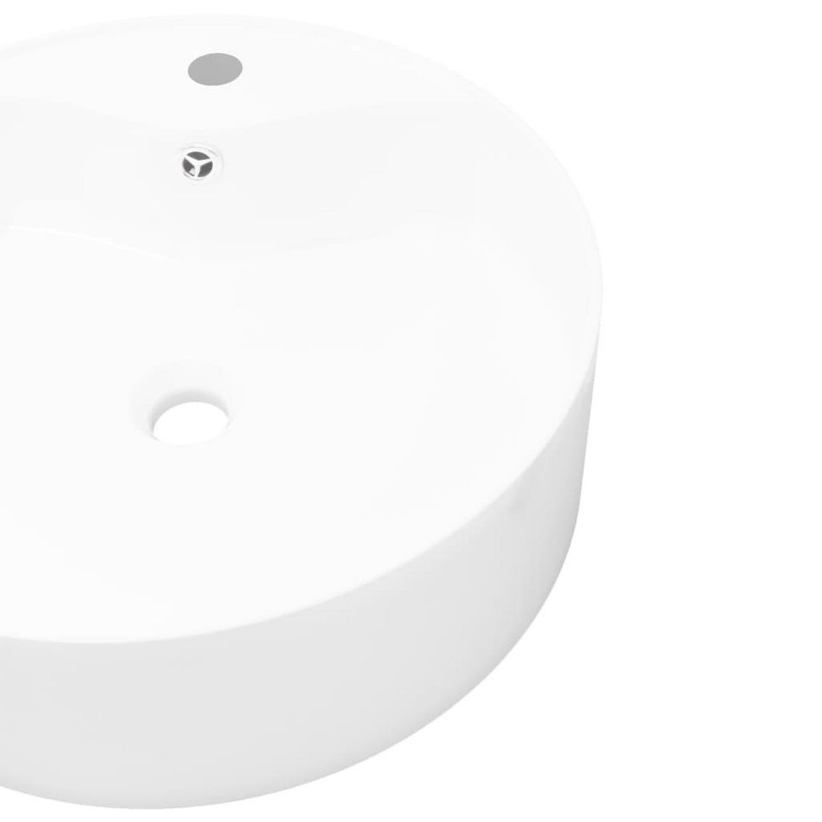 VIDAXL Lavabo a trou de trop-plein/robinet ceramique Blanc Rond