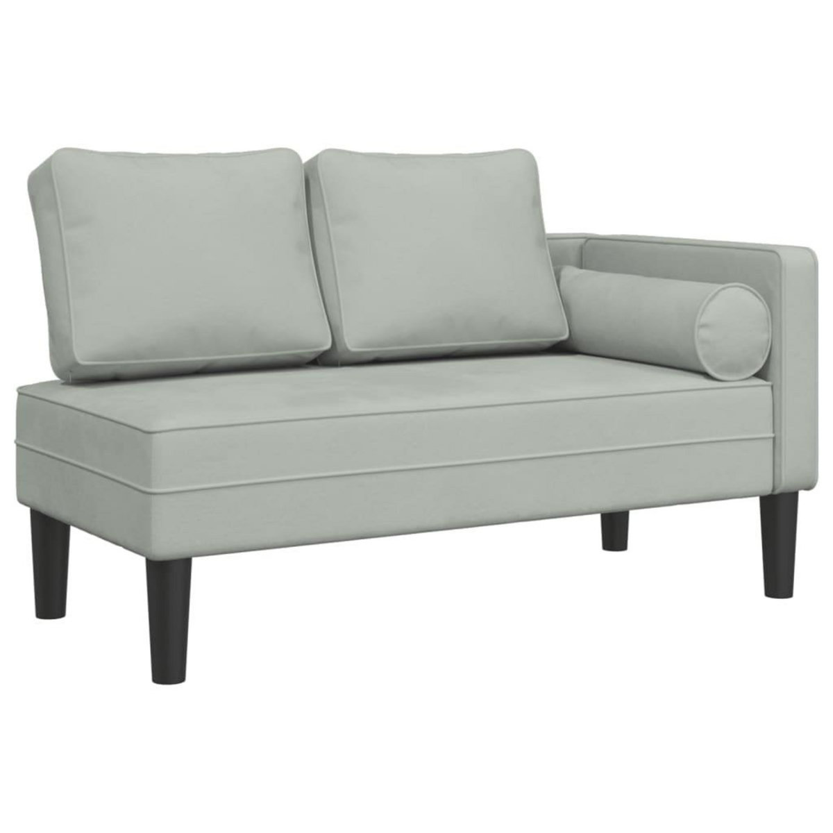 VIDAXL Chaise longue avec coussins gris clair velours