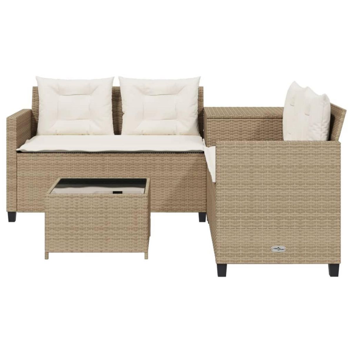 VIDAXL Canape de jardin avec table et coussins en forme de L beige