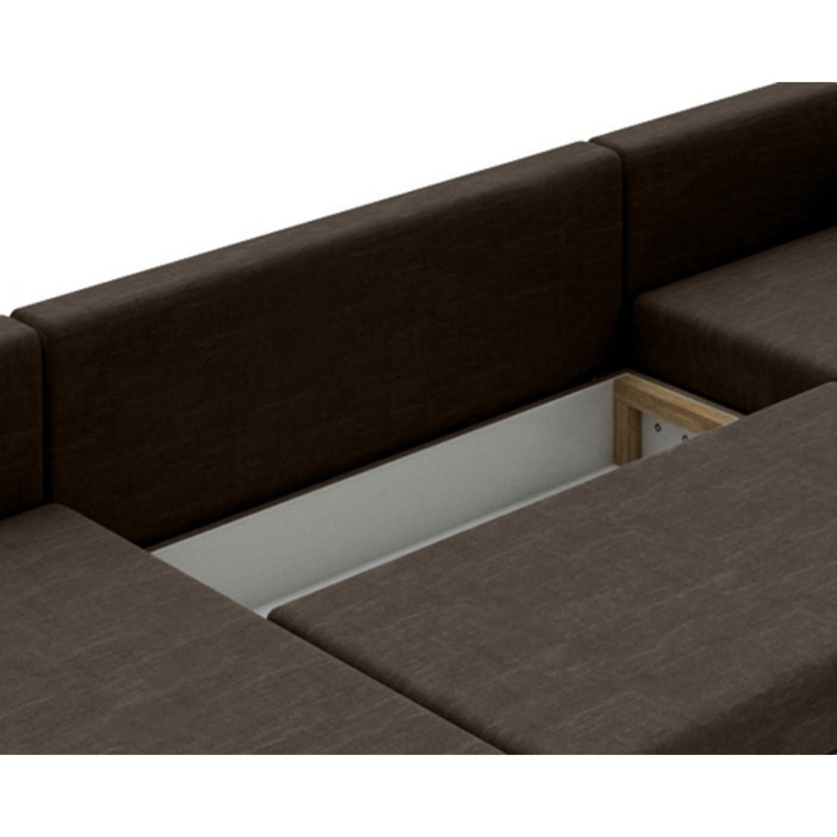 BEST MOBILIER Roger - canapé panoramique d'angle réversible 7 places convertible avec coffre en tissu