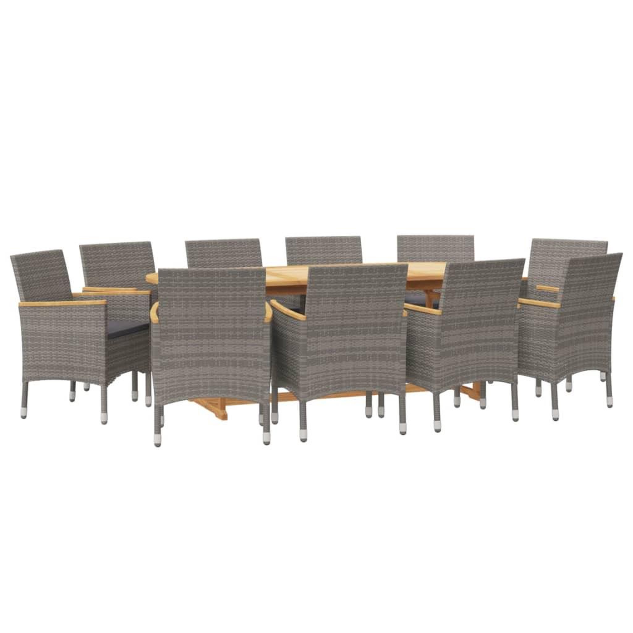 Voir la diapositive 3 : VIDAXL Ensemble a manger de jardin 11 pcs avec coussins Gris