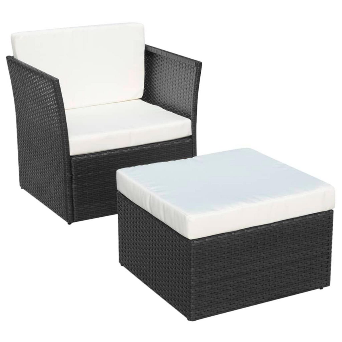 VIDAXL Chaise de jardin avec tabouret Noir Resine tressee