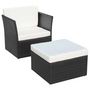 Voir la diapositive 2 : VIDAXL Chaise de jardin avec tabouret Noir Resine tressee