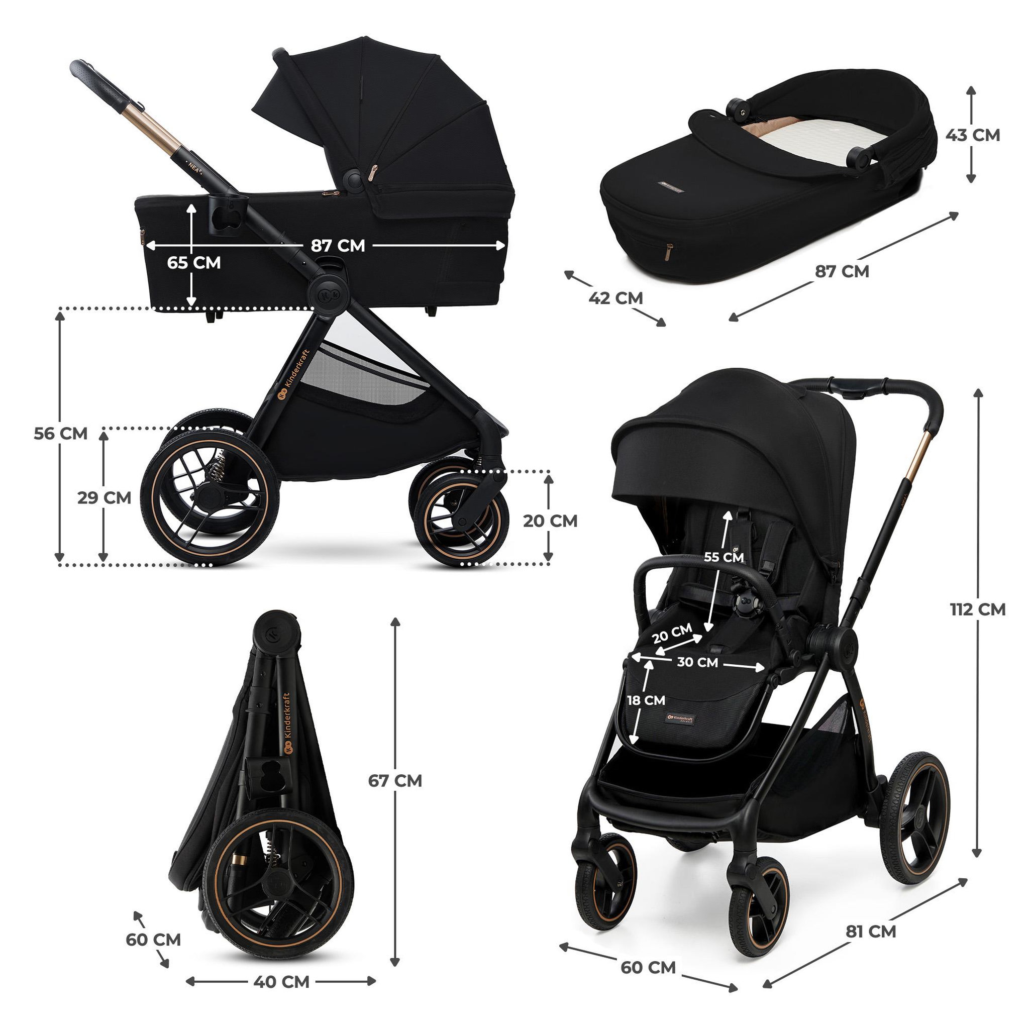 Voir la diapositive 6 : KINDERKRAFT Poussette combinée polyvalente 2 en 1 avec siège réversible à 27 kg