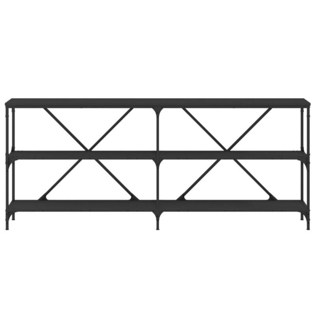 VIDAXL Table console noir 180x30x75 cm bois d ingénierie et fer