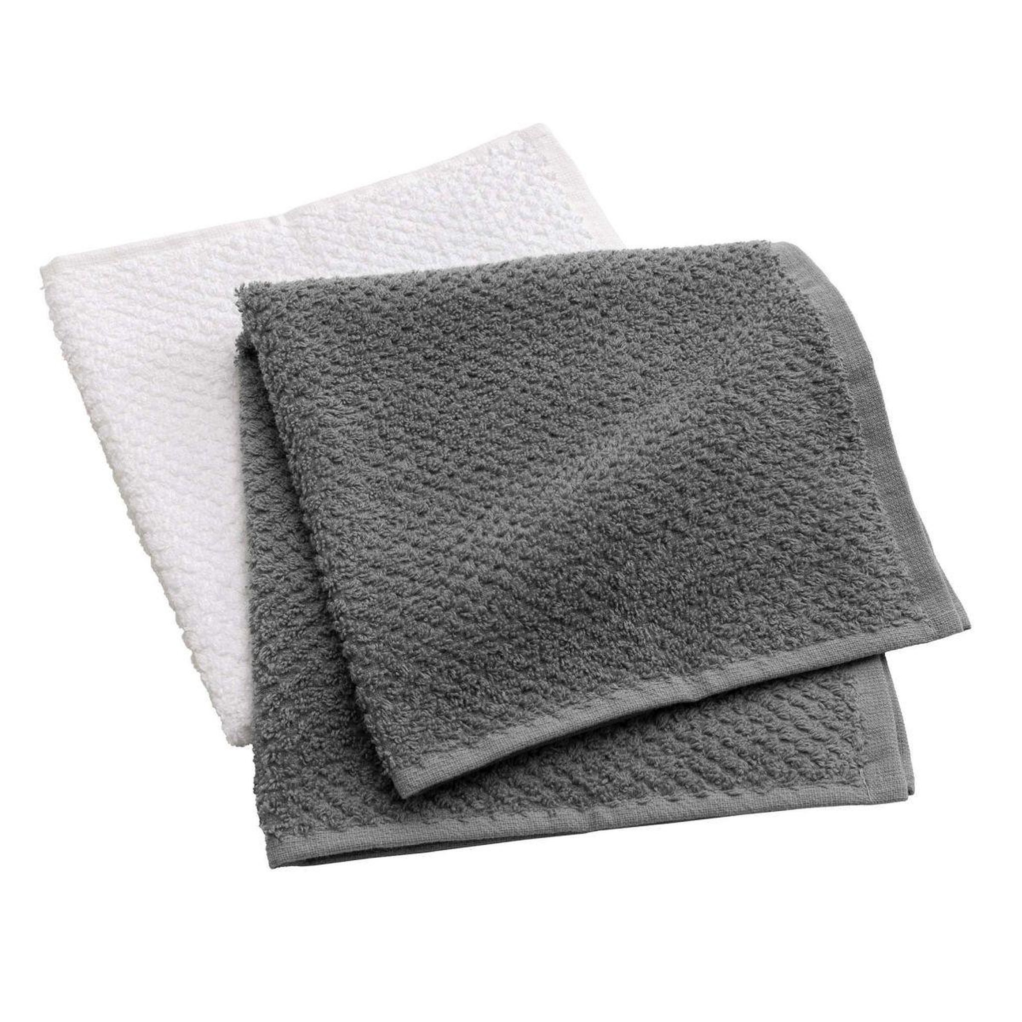 Douceur d'Intérieur Lot de 2 essuie-mains  gourmet  50x50cm anthracite & blanc
