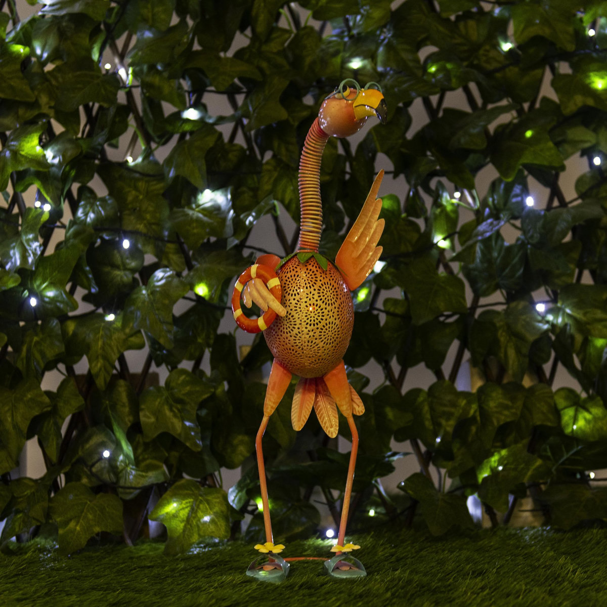  Flamant rose solaire 1 led couleur  H 48,5 cm