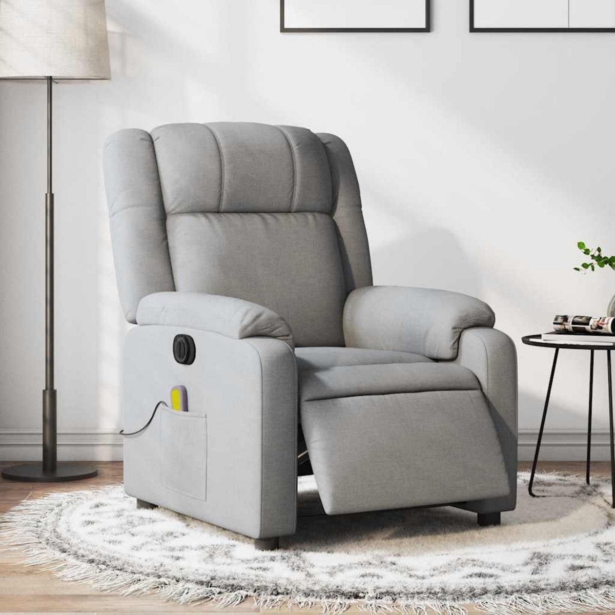 VIDAXL Fauteuil de massage inclinable electrique gris clair tissu
