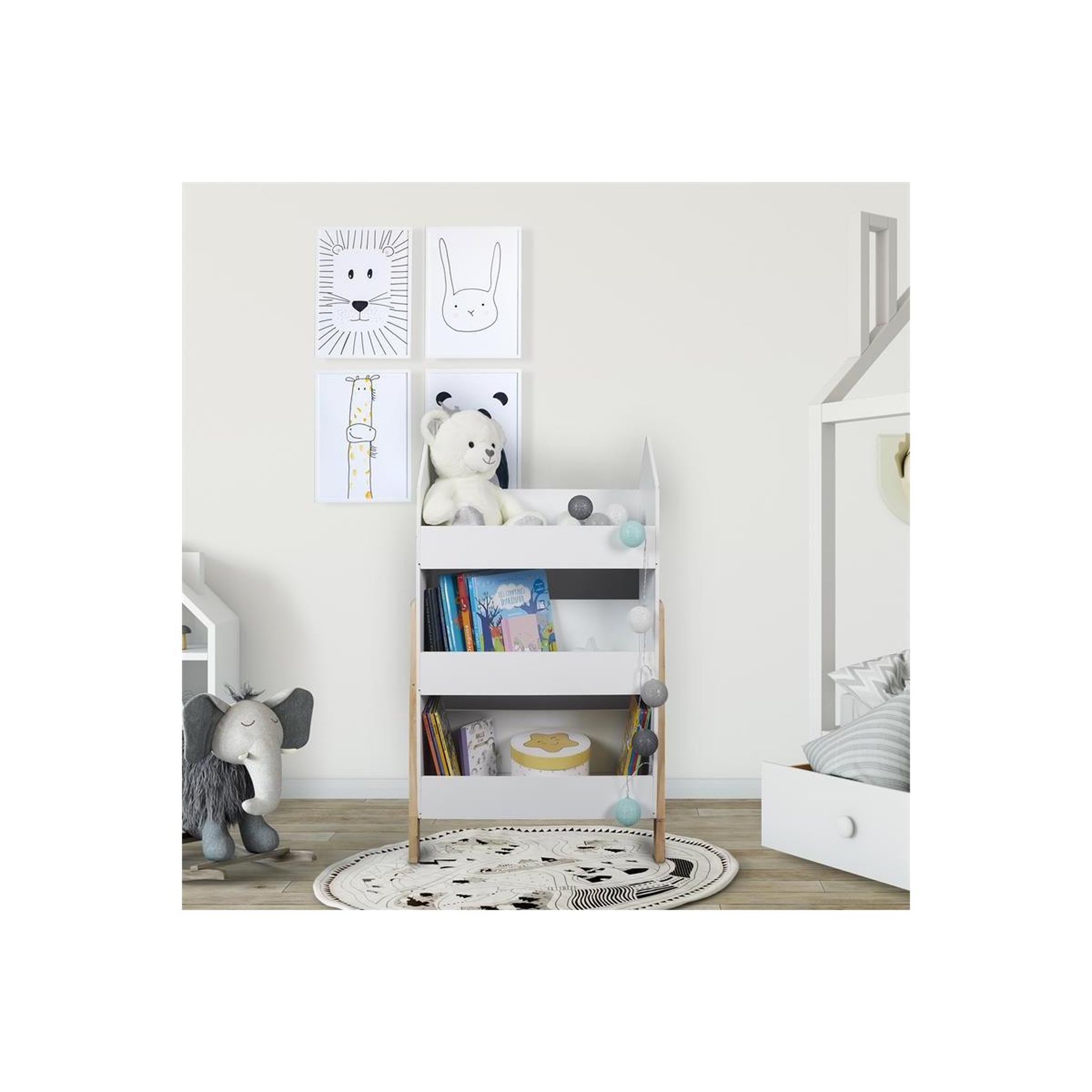 Voir la diapositive 3 : HOME DECO KIDS Bibliothèque enfant deco  gabriel  100cm blanc