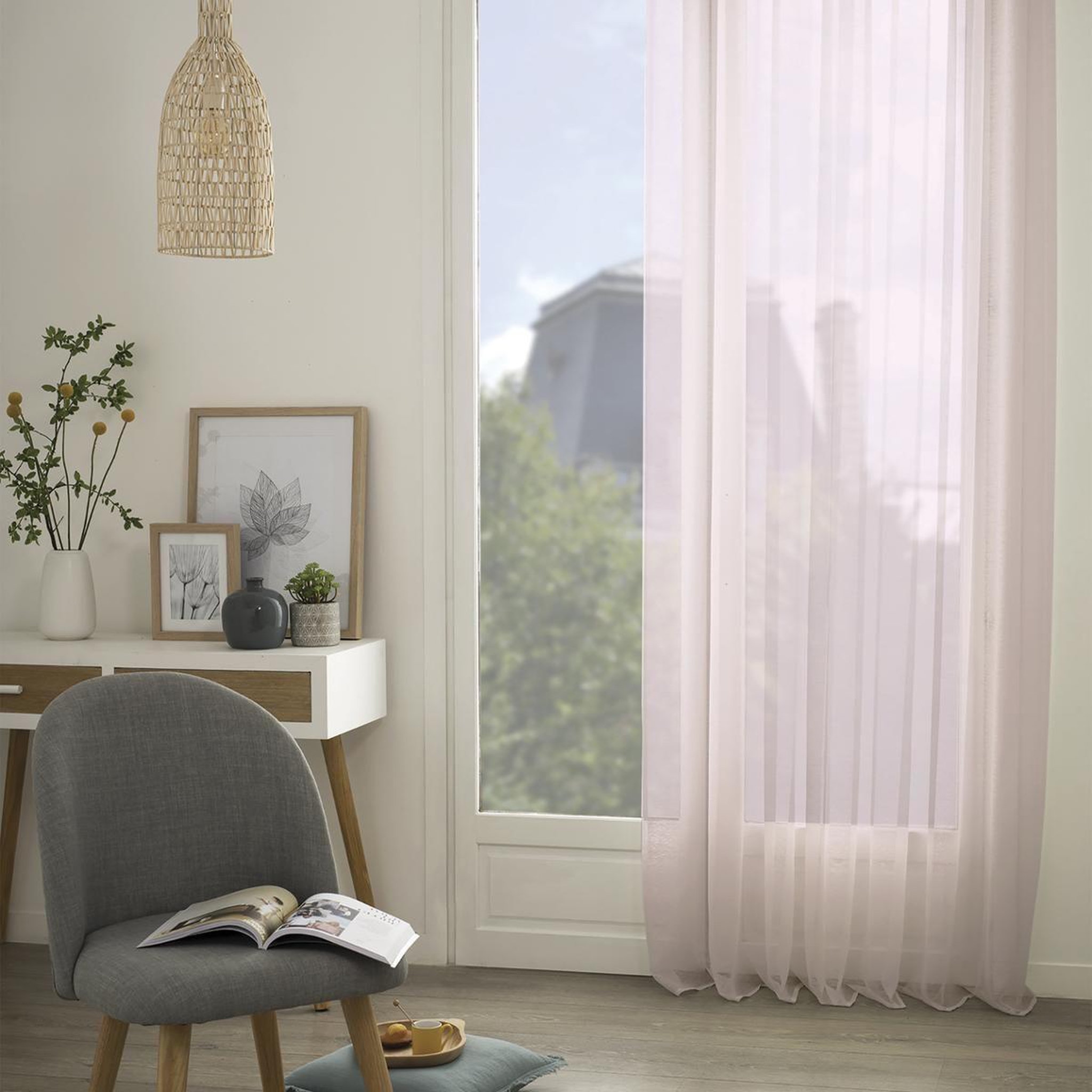 ATMOSPHERA Rideau voilage  moly  135x240cm rose