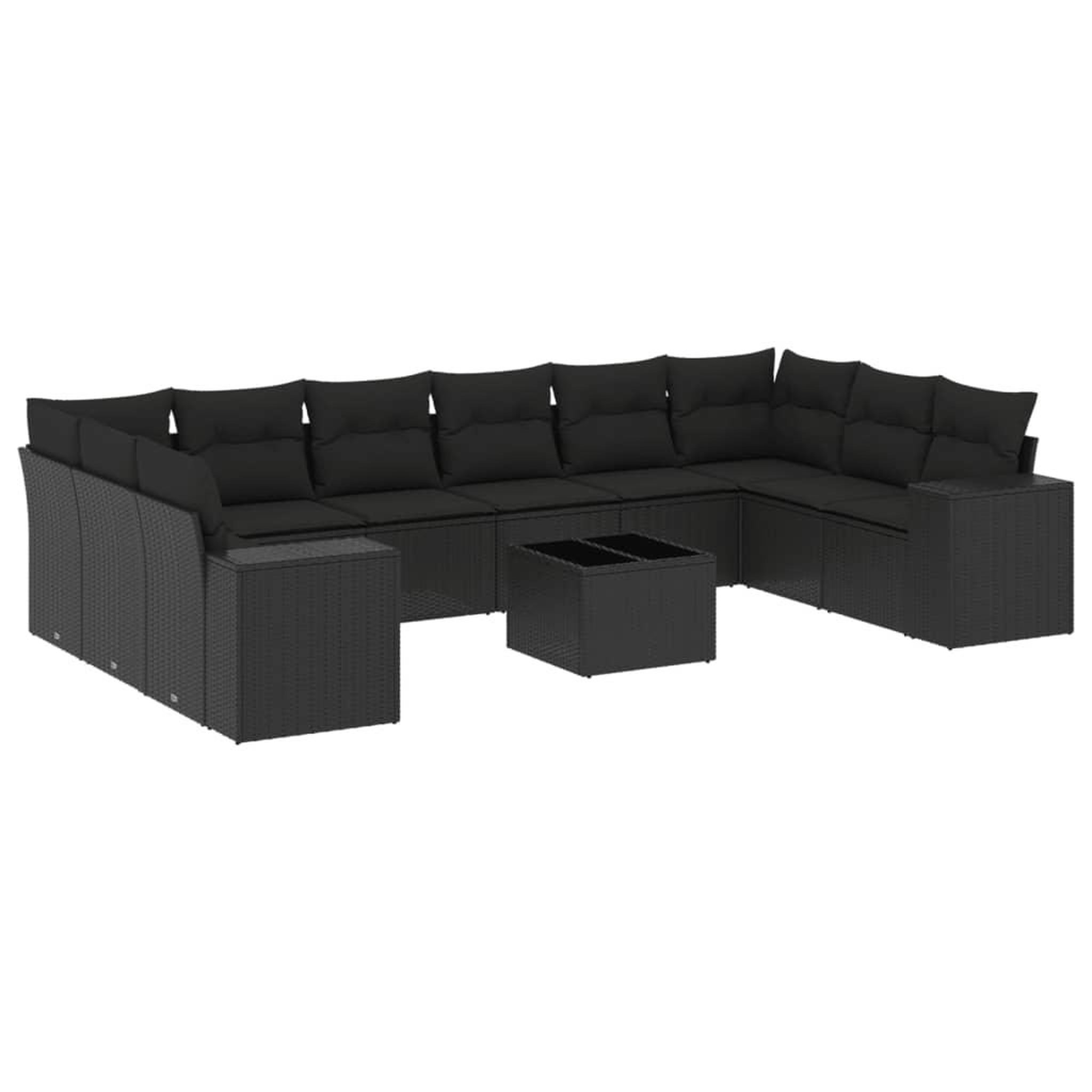 Voir la diapositive 2 : VIDAXL Salon de jardin 11 pcs avec coussins noir resine tressee