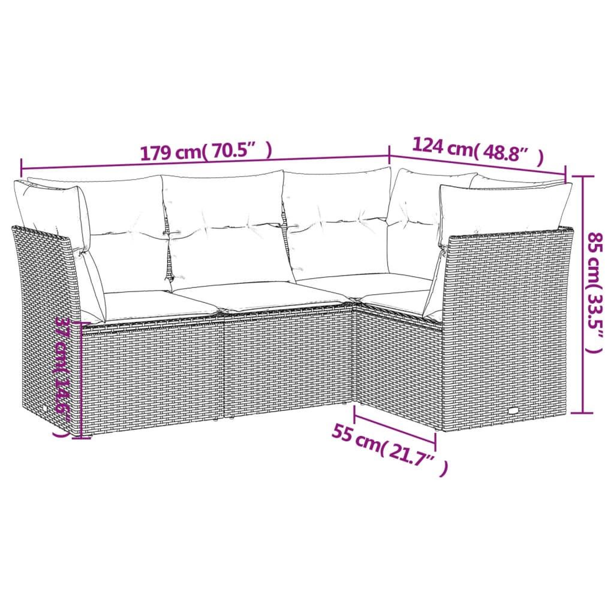 Voir la diapositive 4 : VIDAXL Salon de jardin avec coussins 4 pcs beige resine tressee