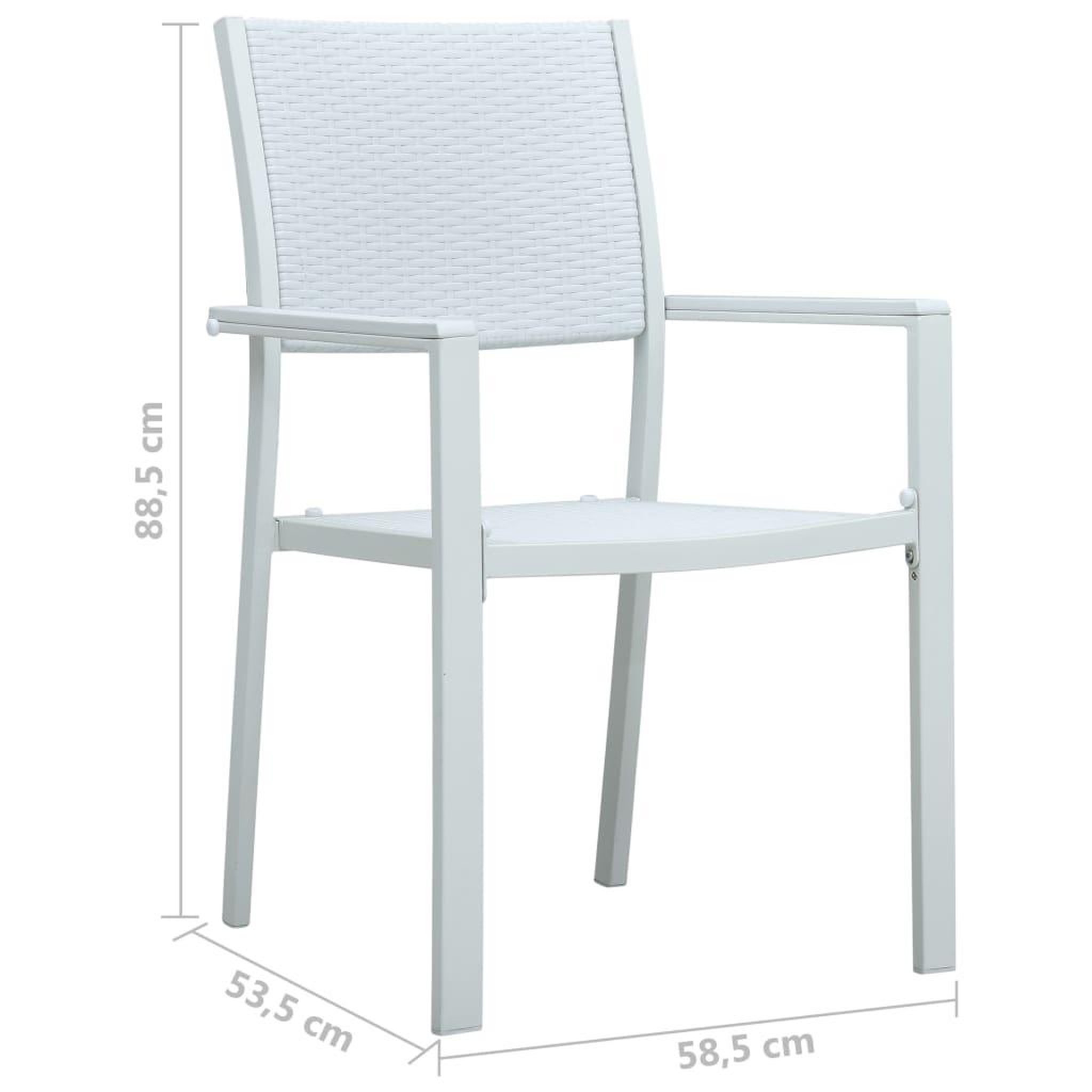 Voir la diapositive 6 : VIDAXL Chaises de jardin lot de 4 Blanc Plastique Aspect de rotin