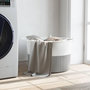 Voir la diapositive 3 : VIDAXL Panier a linge gris et blanc Ø55x36 cm coton