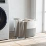 Voir la diapositive 3 : VIDAXL Panier a linge gris et blanc Ø55x36 cm coton
