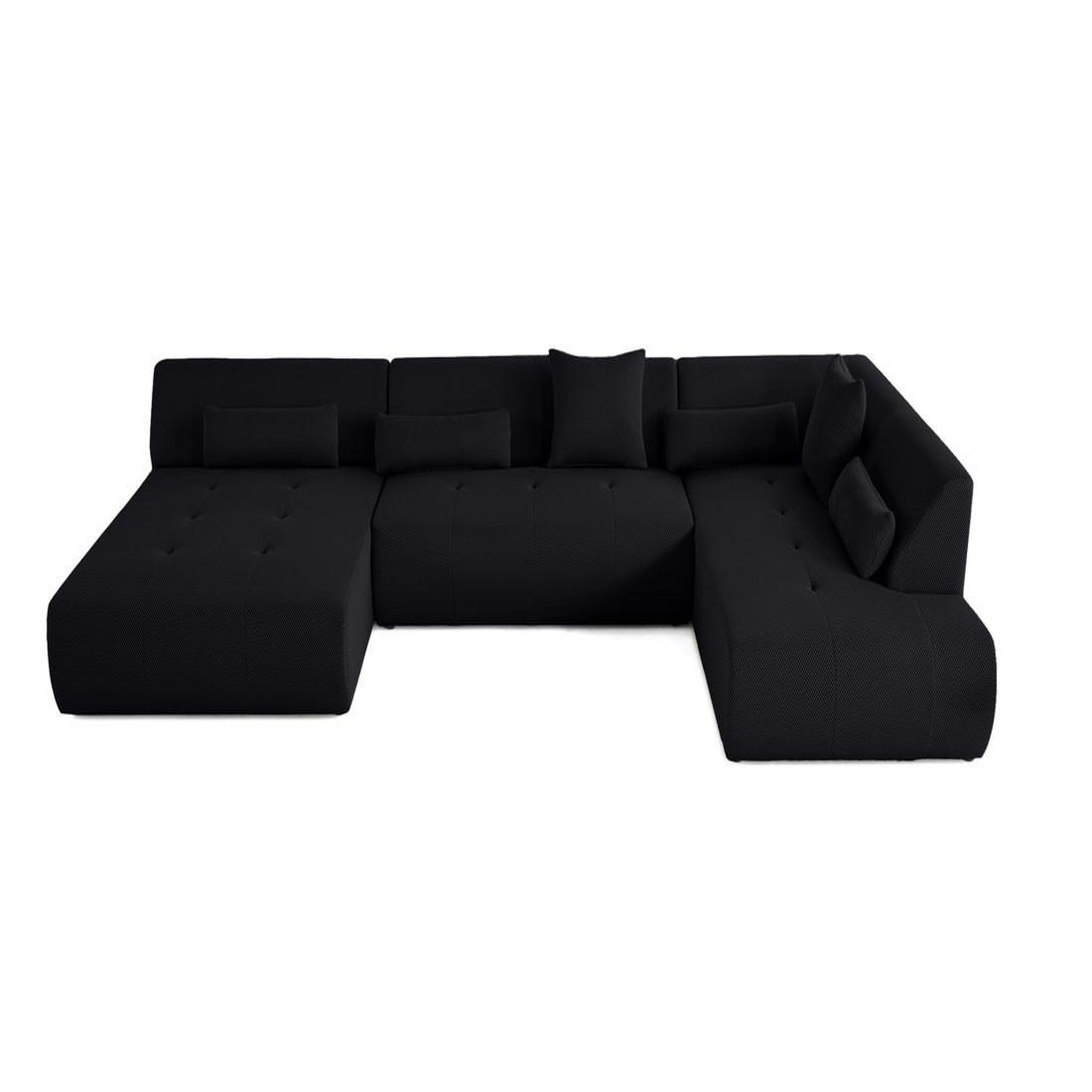 Voir la diapositive 6 : LISA DESIGN Onyx - canapé panoramique d'angle droit - 7 places - en tissu mailles 3d