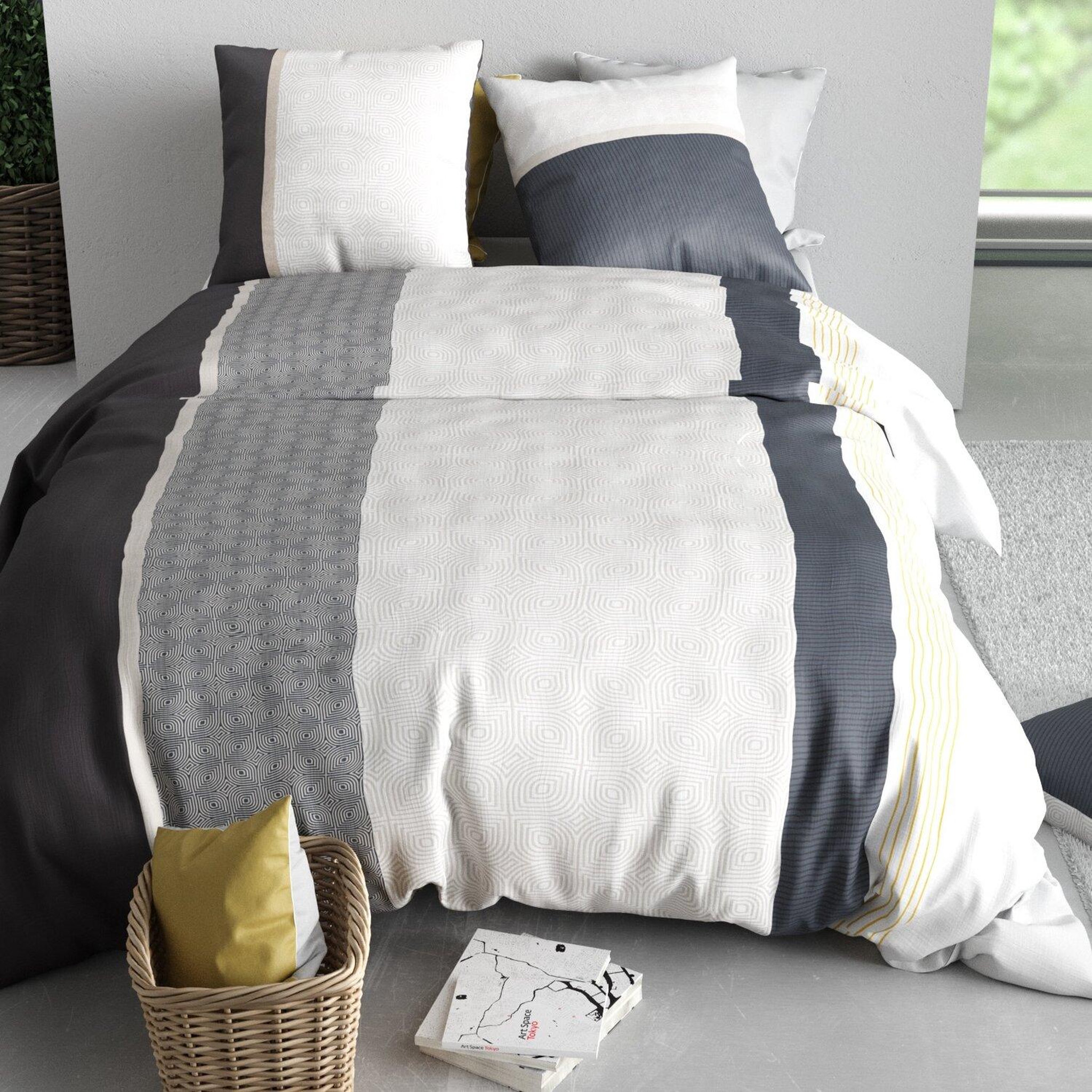 Voir la diapositive 3 : ATELIER DU COTON Parure housse de couette 100% 260x240cm coton 57fils stratus