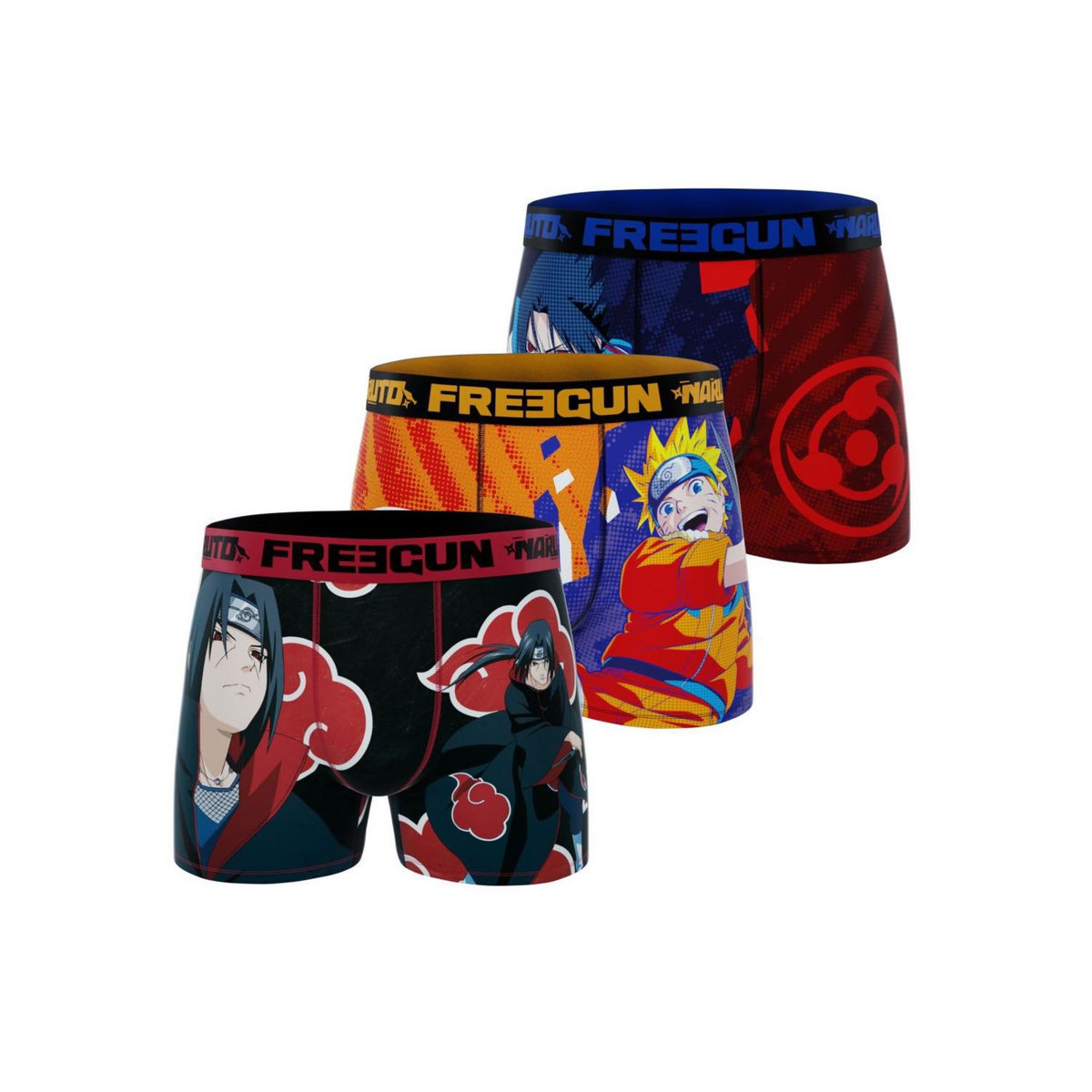 FREEGUN Lot de 3 boxers homme Naruto Classic