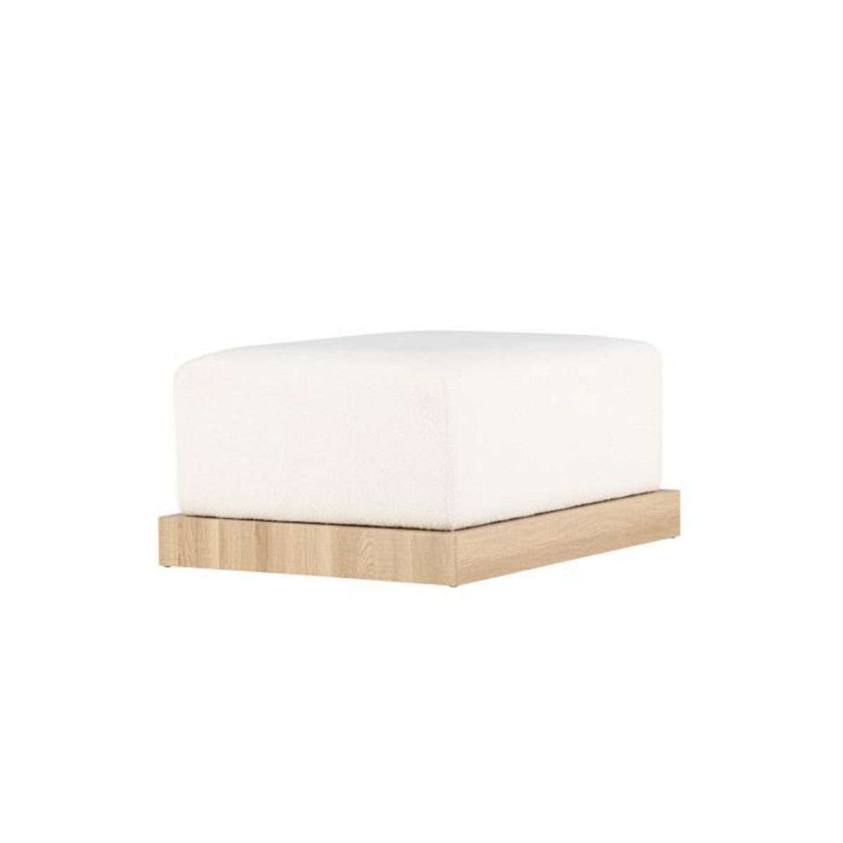 Paris Prix Pouf Design en Tissu Bouclé  Ivy  100cm Blanc & Naturel