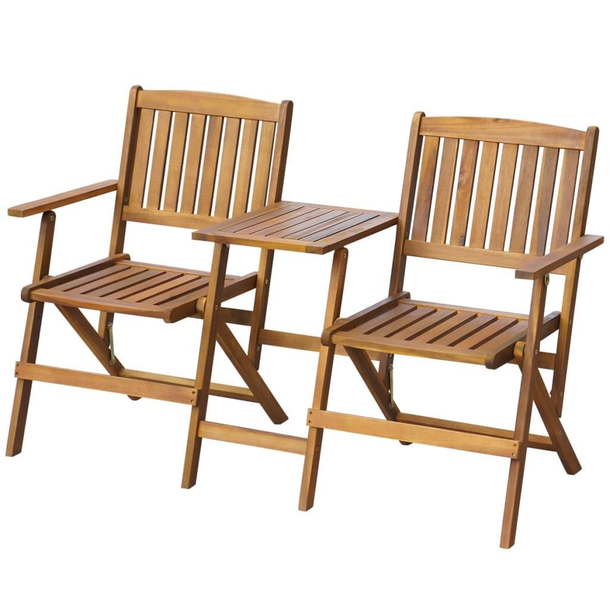 Voir la diapositive 1 : VIDAXL Banc de jardin pliant et table a the 140cm bois d'acacia solide