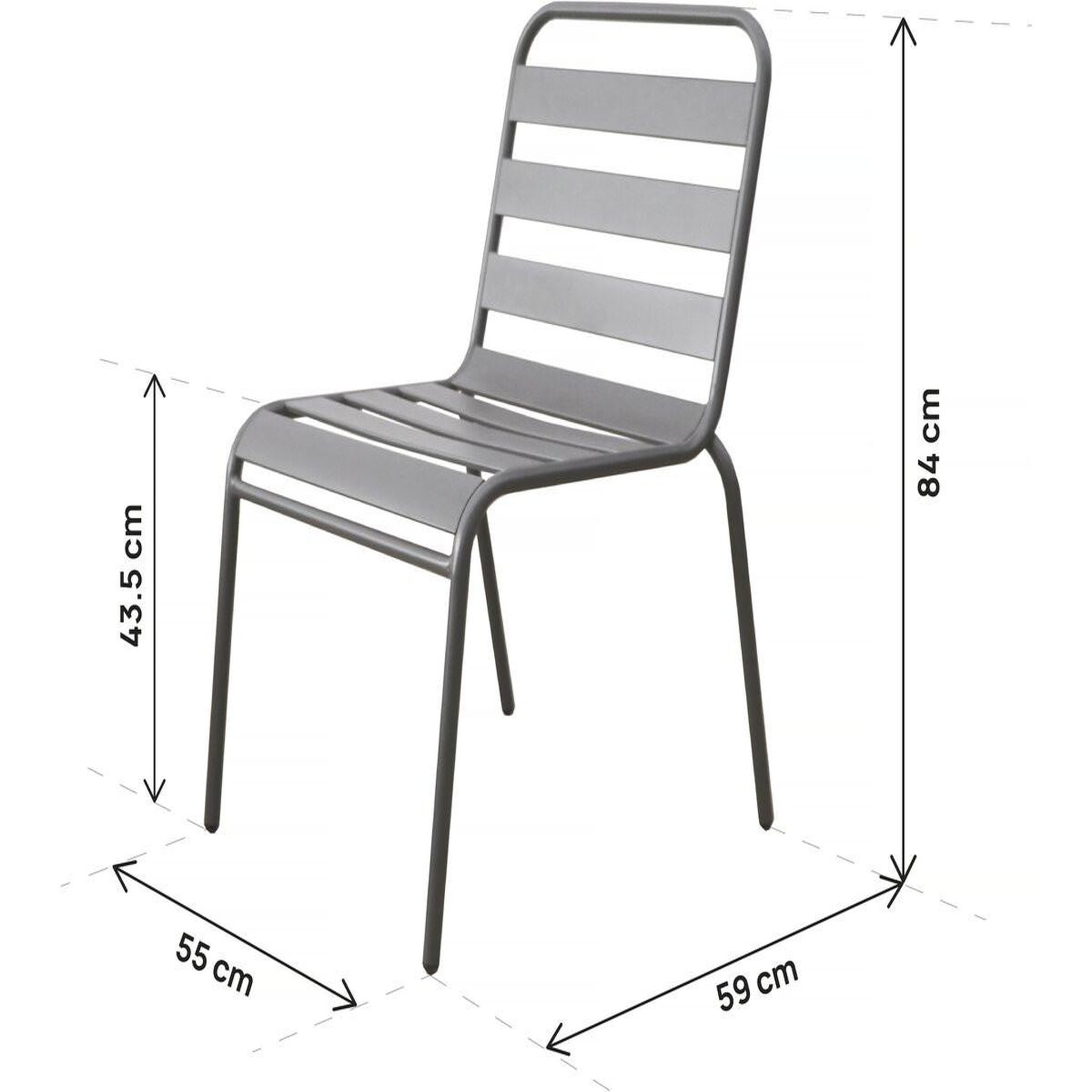 Voir la diapositive 3 : Habitat et Jardin Lot de 2 chaises de jardin en métal empilables  bilbao  - taupe