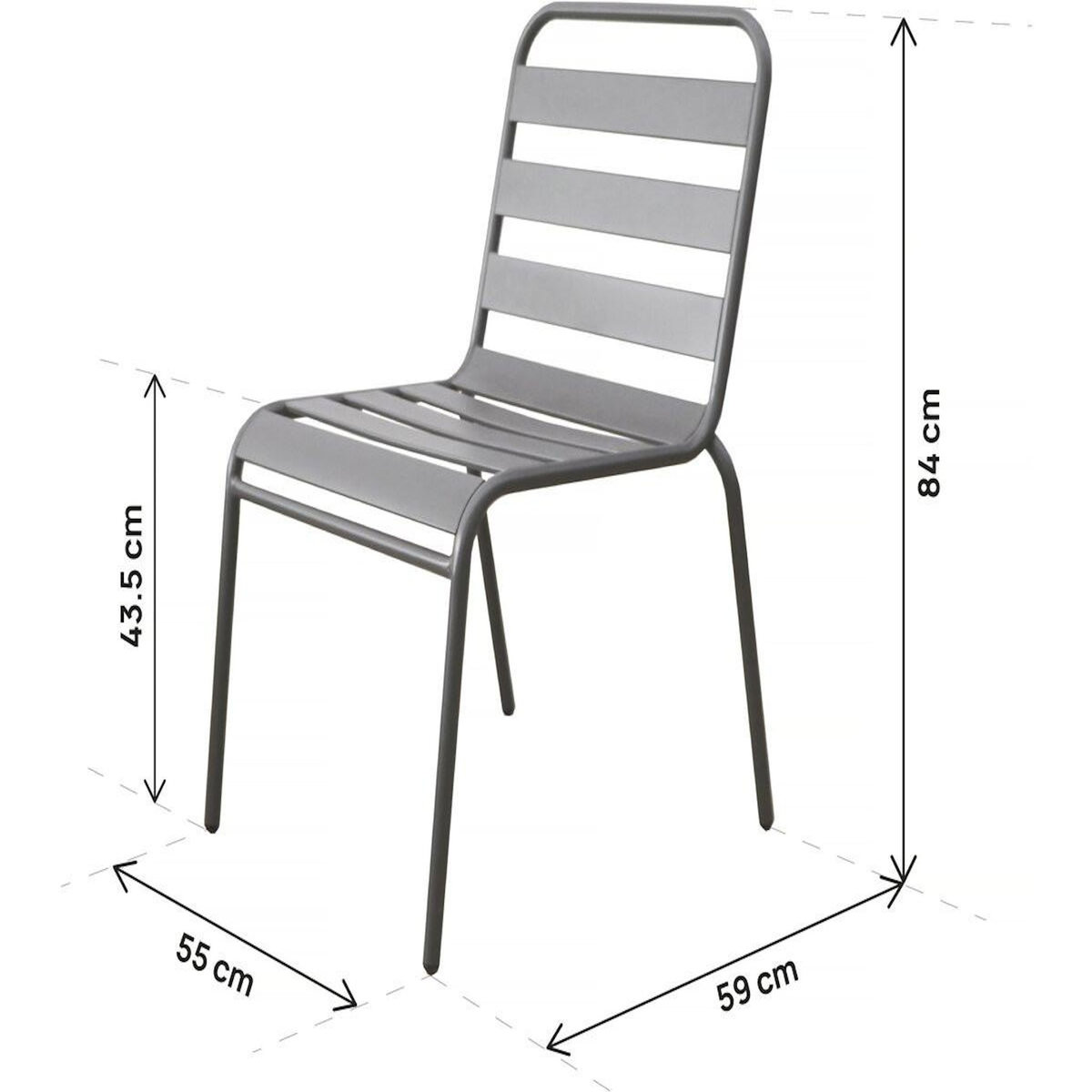 Habitat et Jardin Lot de 2 chaises de jardin en métal empilables  Bilbao  - Taupe