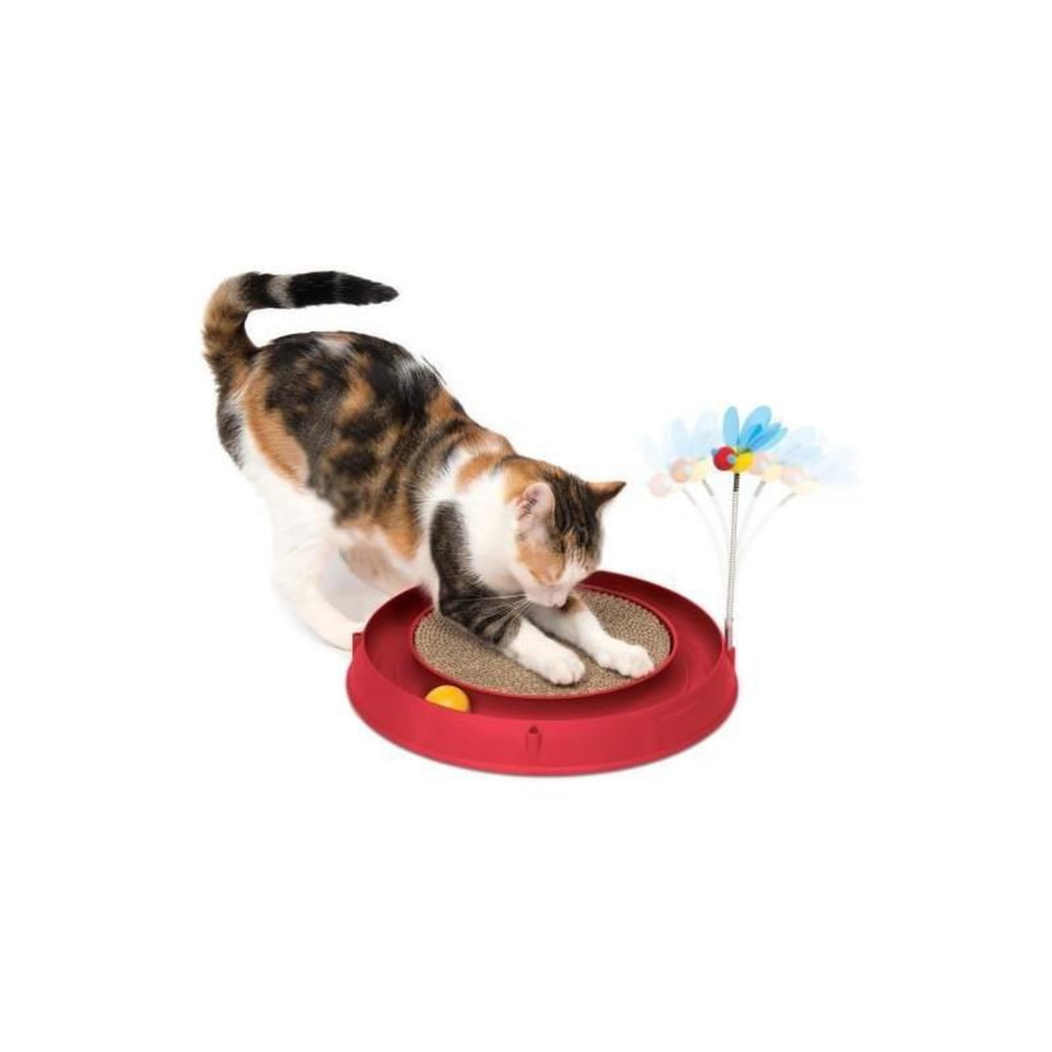 Cat'it CAT IT Cuircuit 3 en 1 avec balle et planche a griffer - O 36 cm - Rouge - Pour chat