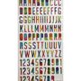  104 Autocollants réutilisables - Relief 3D - Alphabet - Multicolore - Paillettes