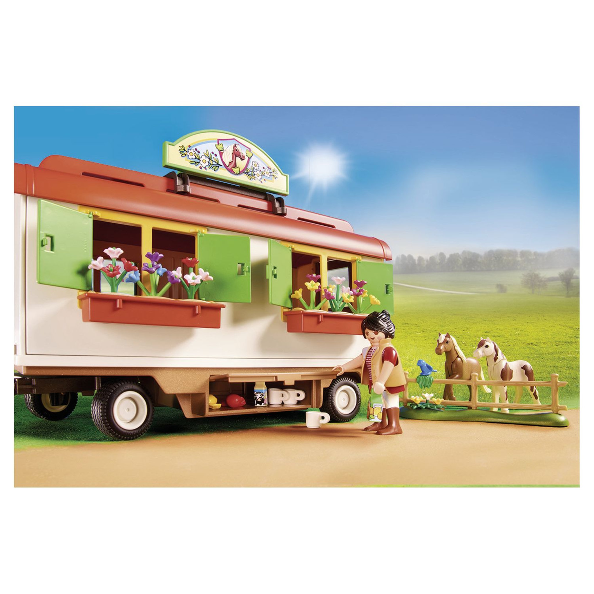 Voir la diapositive 4 : PLAYMOBIL 70510 - Country Box de poney et roulotte 