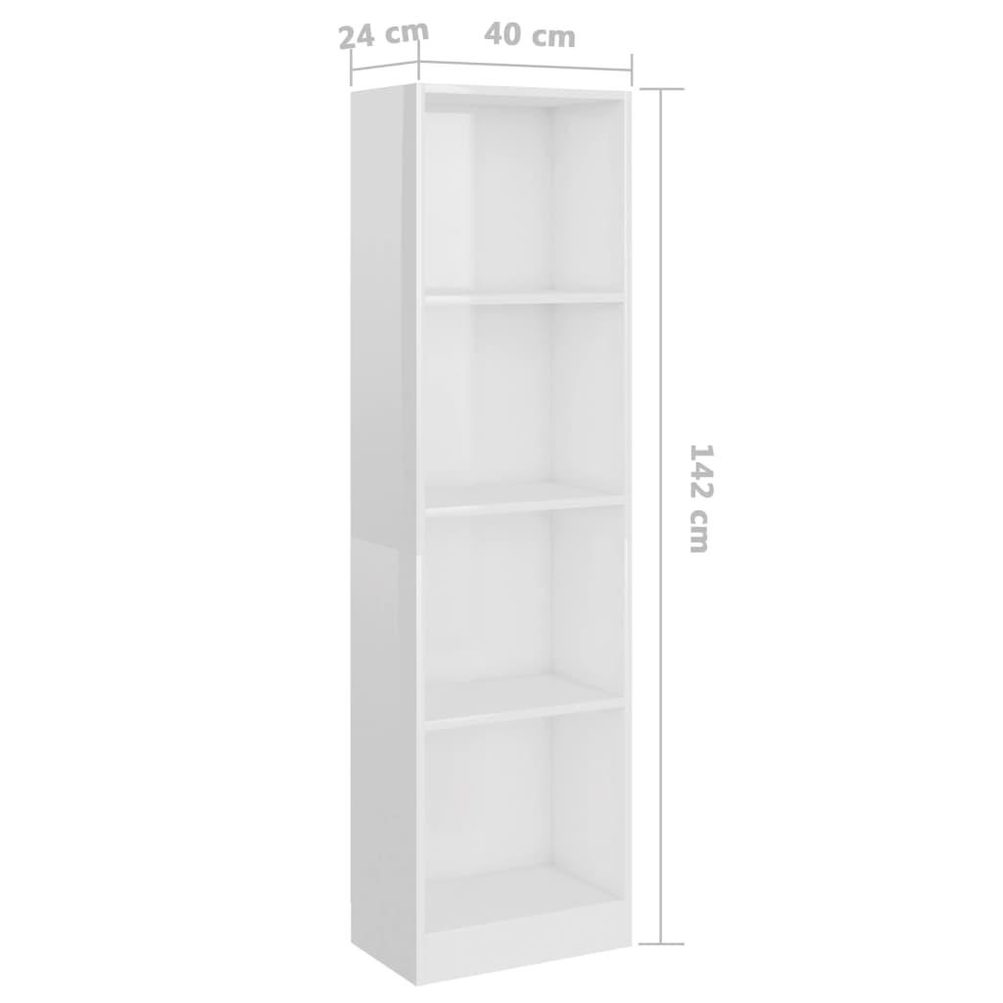 Voir la diapositive 6 : VIDAXL Bibliotheque a 4 niveaux Blanc brillant Bois d'ingenierie