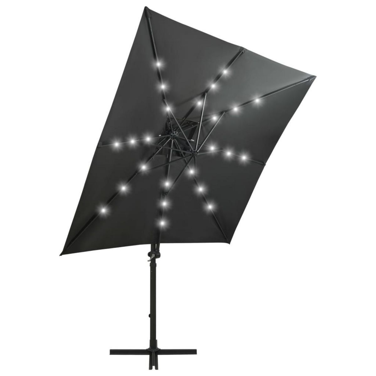VIDAXL Parasol de jardin en porte-a-faux avec mat et lumieres LED
