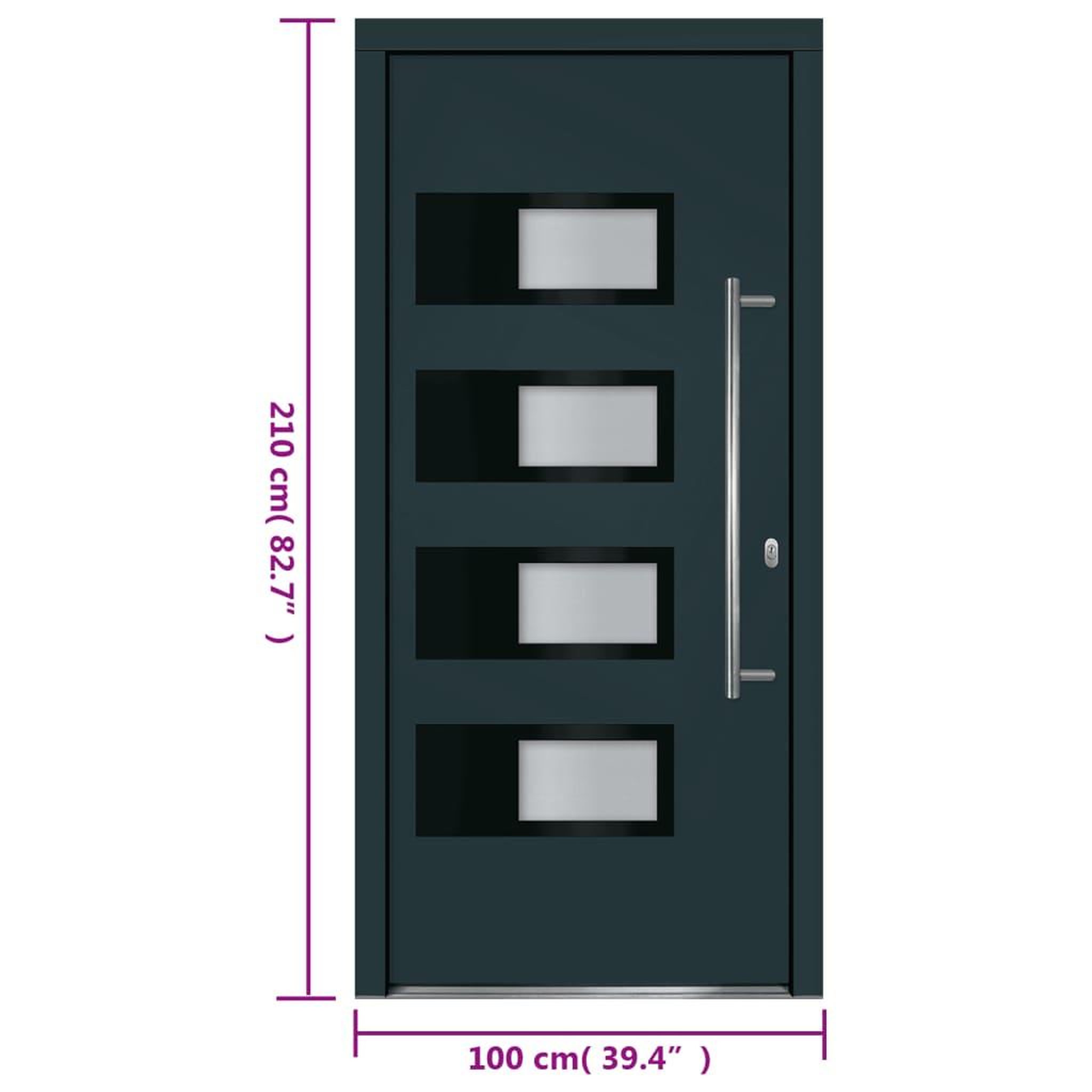 Voir la diapositive 6 : VIDAXL Porte d'entree Anthracite 100x210 cm Aluminium et PVC