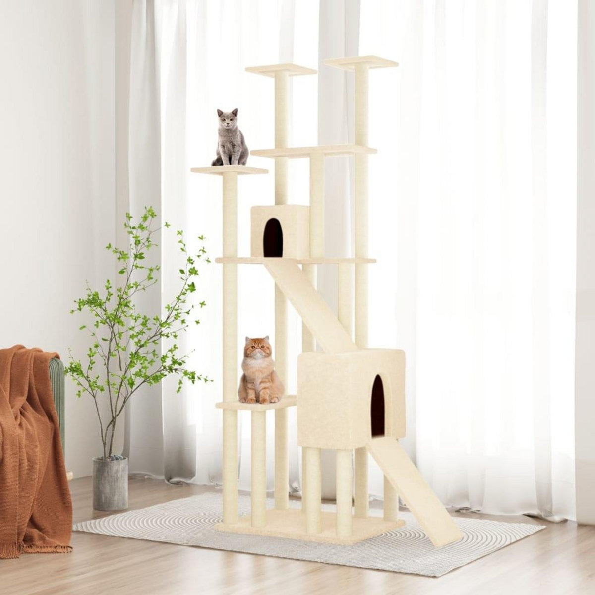 VIDAXL Arbre a chat avec griffoirs en sisal Creme 190 cm