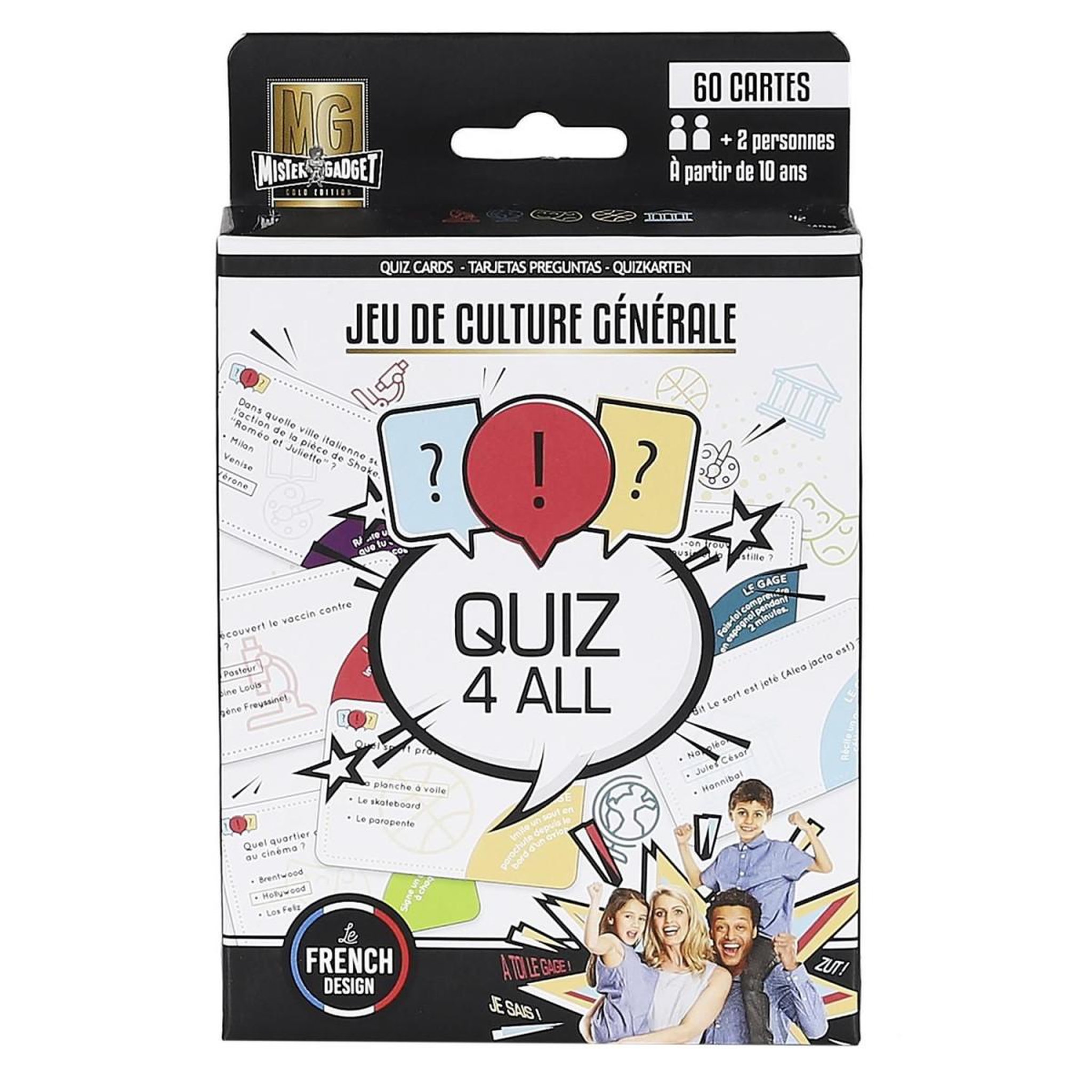 MISTER GADGET Jeu de 60 cartes  quiz  8cm multicolore
