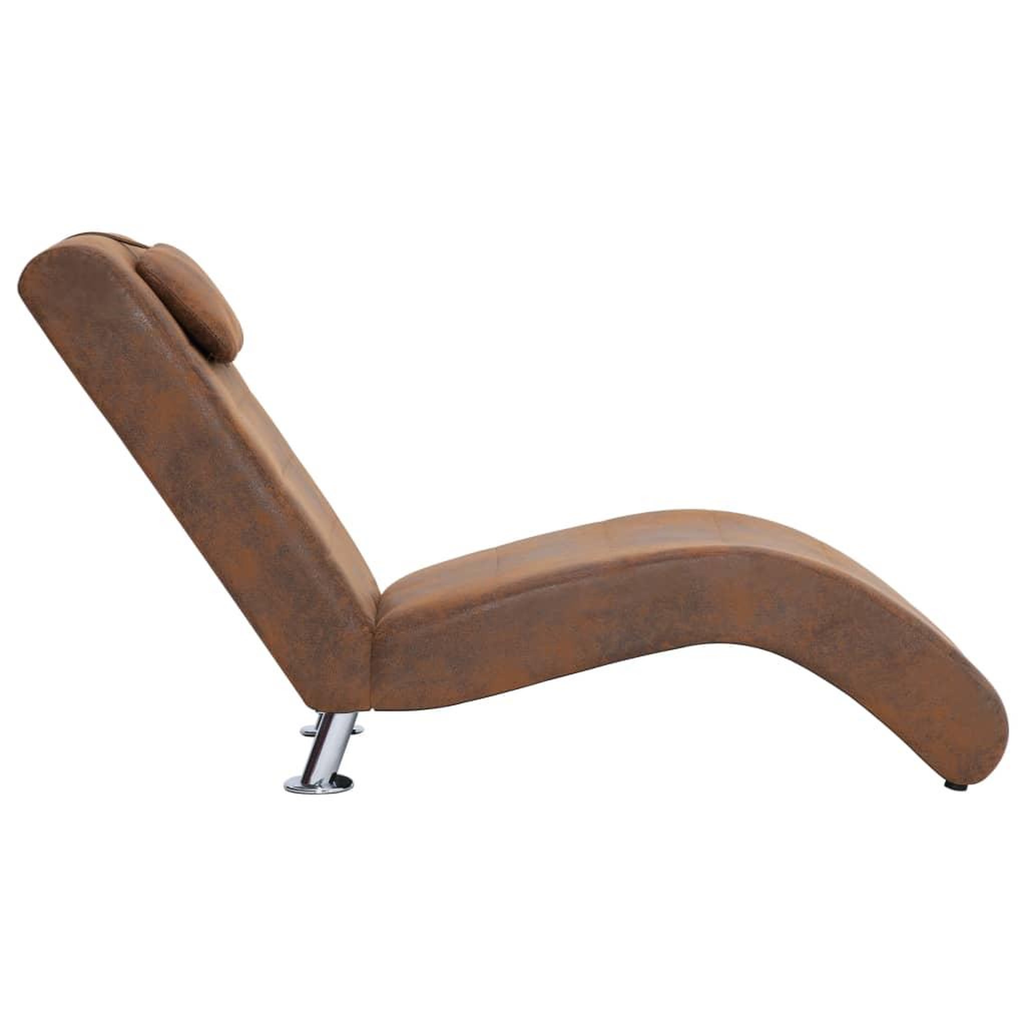 Voir la diapositive 4 : VIDAXL Chaise longue avec oreiller marron Similicuir daim