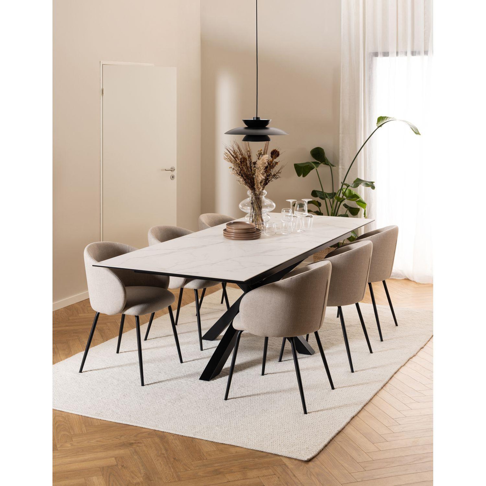 Voir la diapositive 5 : TOILINUX Lot de 2 chaises en tissu avec accoudoirs sören