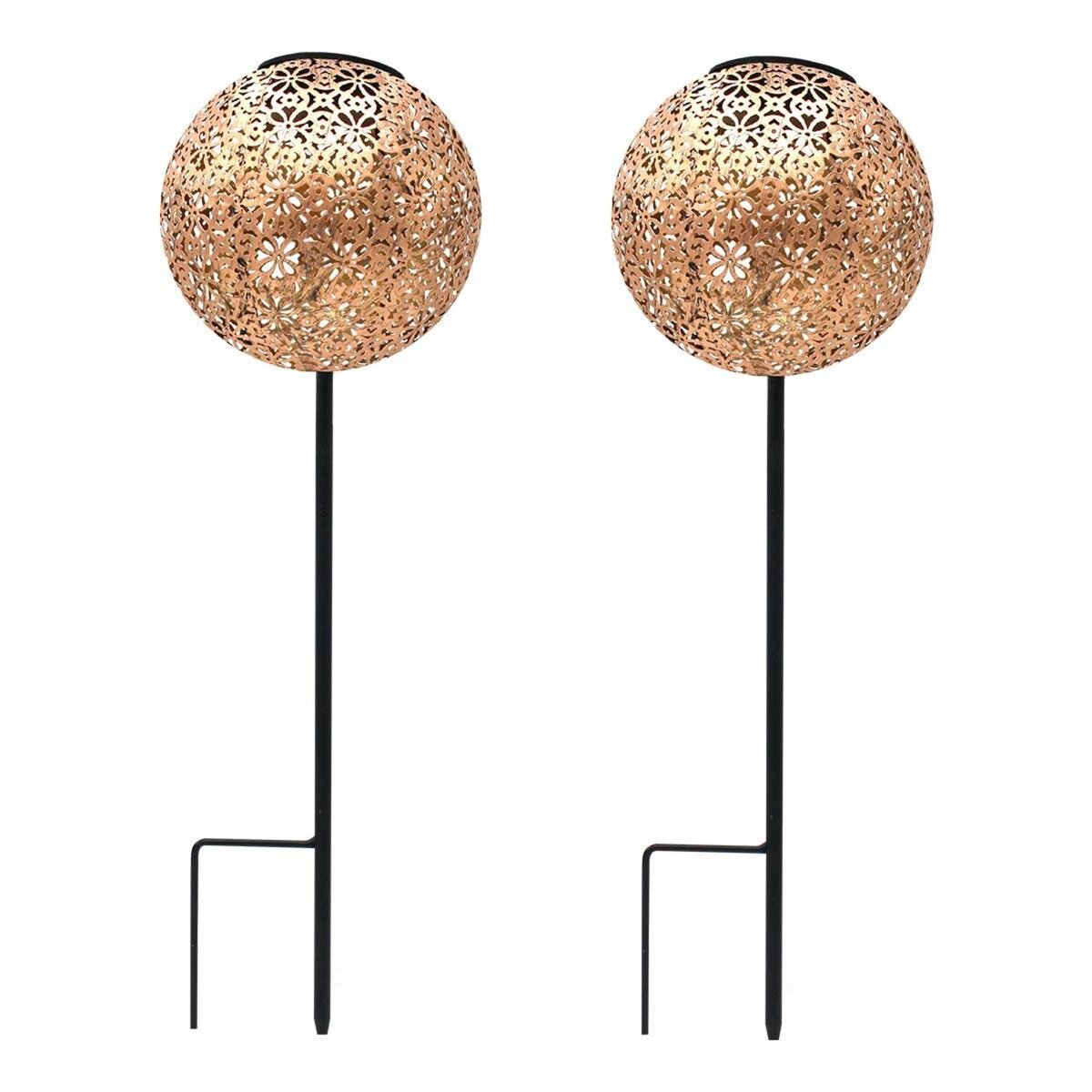 Lumisky Lot de 2 balises solaires orientales AGADIR Cuivre Acier H45cm