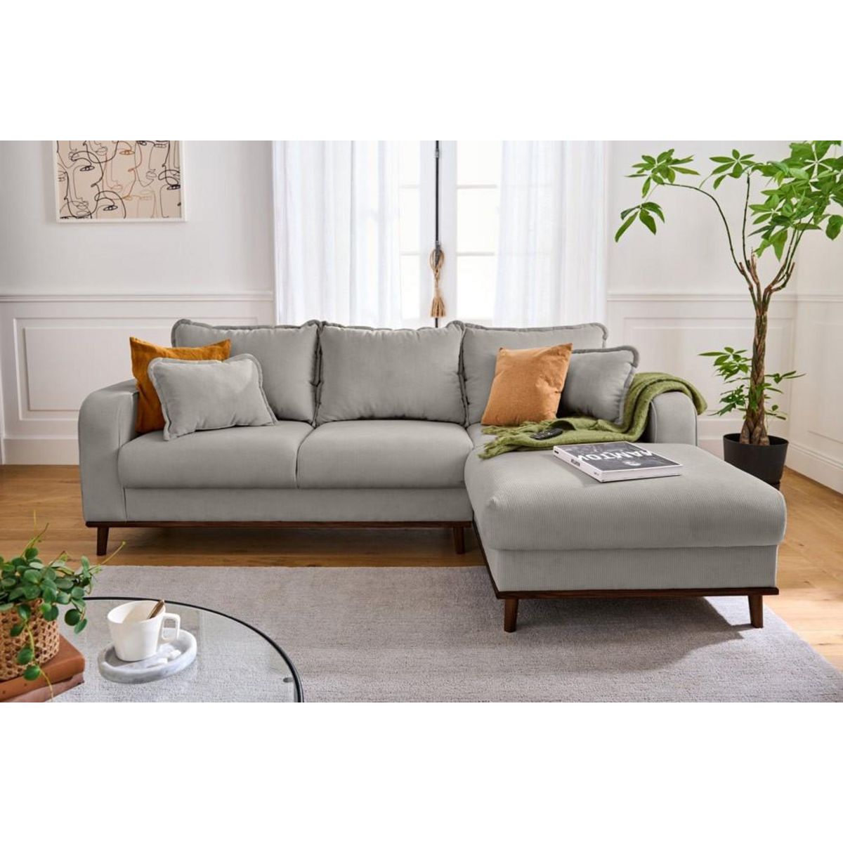 LISA DESIGN Albane - canapé d'angle droit - 4 places - en velours côtelé