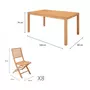 MARKET24 Salon de jardin en bois eucalyptus FSC 8 personnes - Table 180 x 90 cm + 8 chaises pliantes