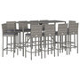 Voir la diapositive 3 : VIDAXL Ensemble de bar de jardin 11 pcs avec coussins gris poly rotin