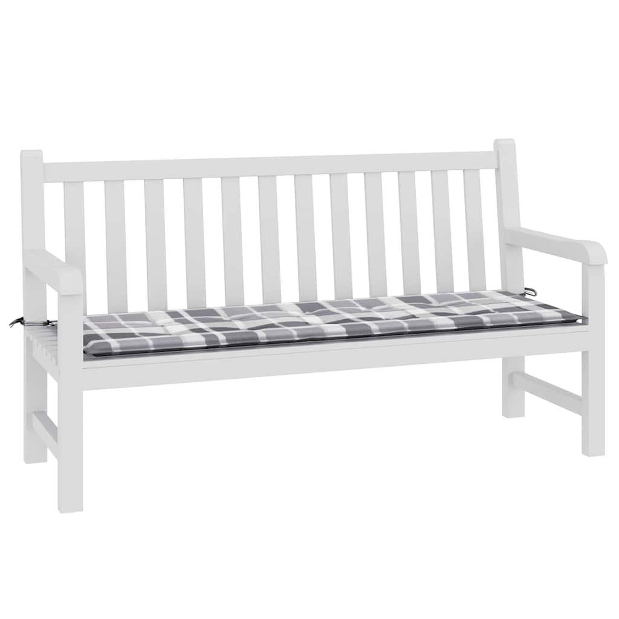 Voir la diapositive 3 : VIDAXL Coussin de banc de jardin motif a carreaux gris 150x50x3 cm