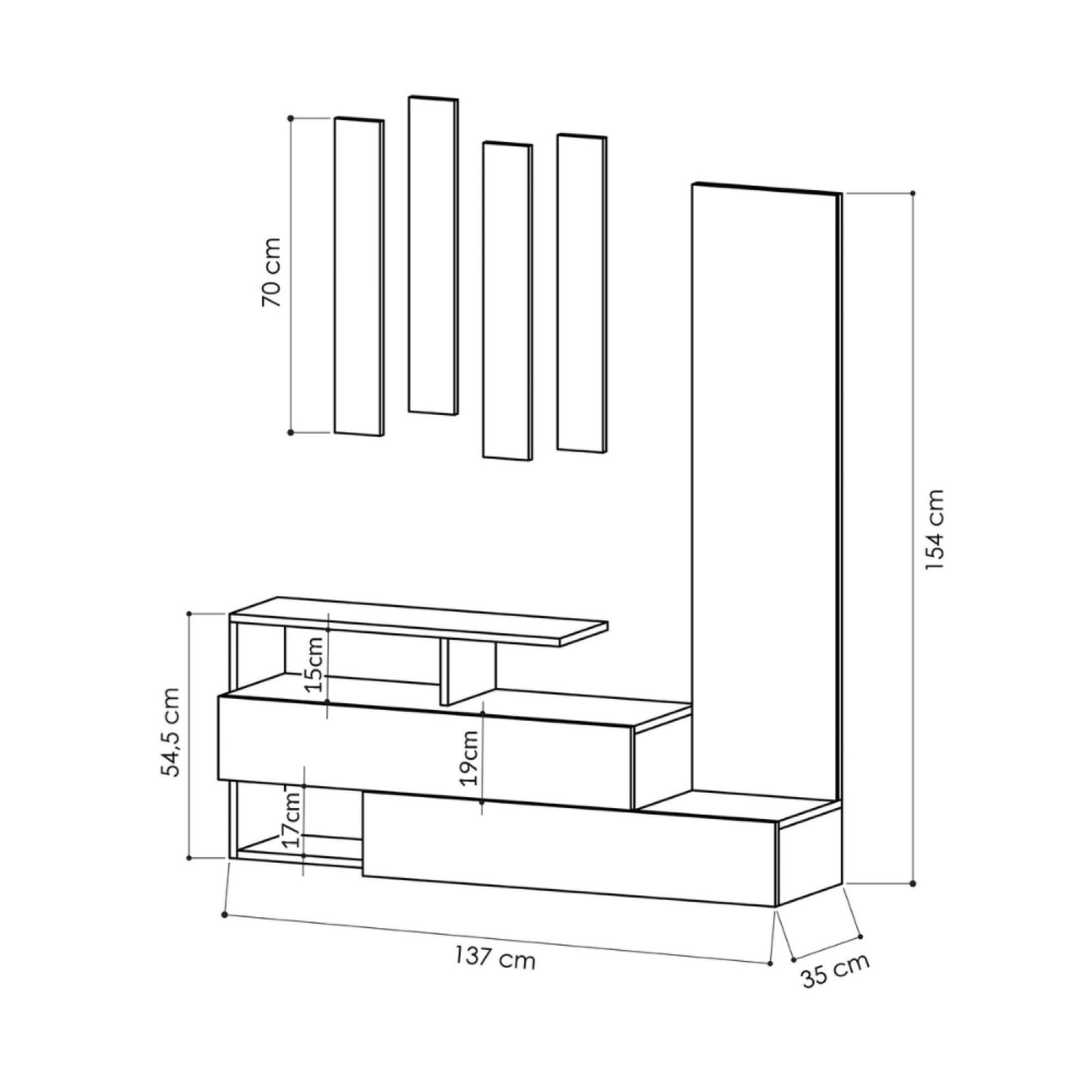 Voir la diapositive 3 : CONCEPT USINE Meuble d'entrée bois-blanc et porte-manteaux ramar