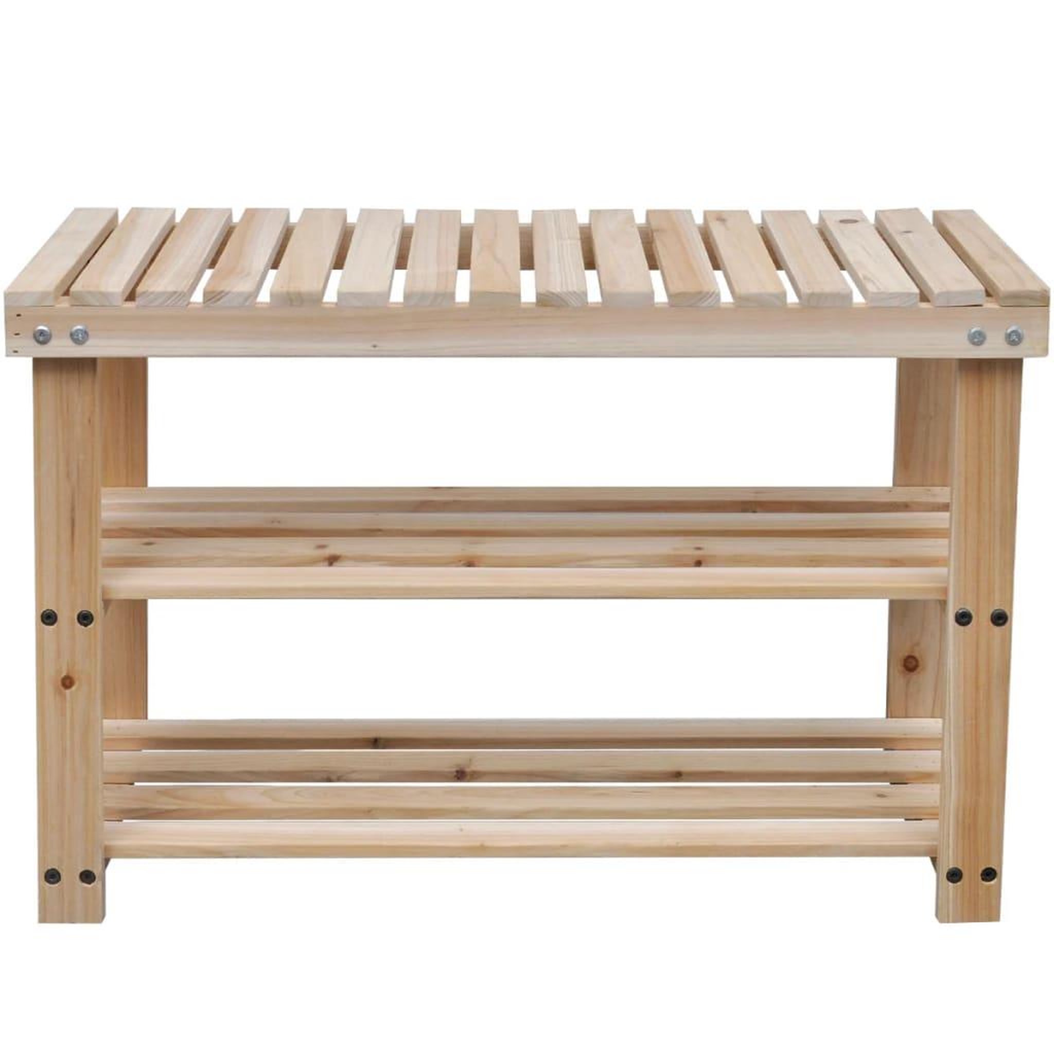 Voir la diapositive 3 : VIDAXL Etagere a chaussures 2 en 1 avec dessus banc 2 pcs Bois massif