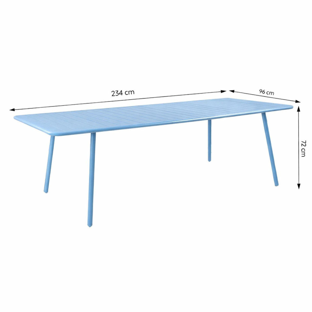 CONCEPT USINE Ensemble table de jardin 234 cm et 10 chaises bleu BERGAME
