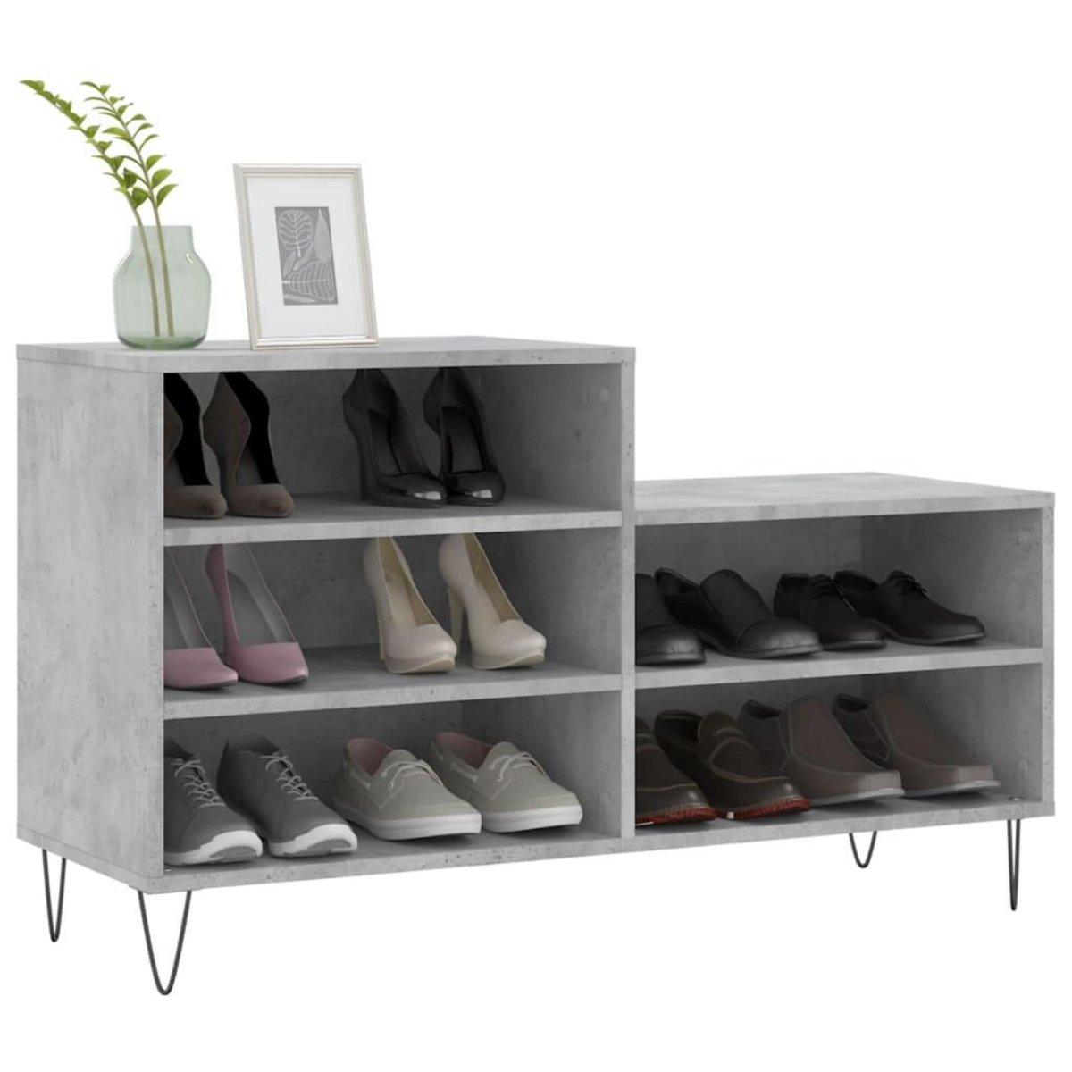 VIDAXL Armoire a chaussures Gris beton 102x36x60 cm Bois d'ingenierie